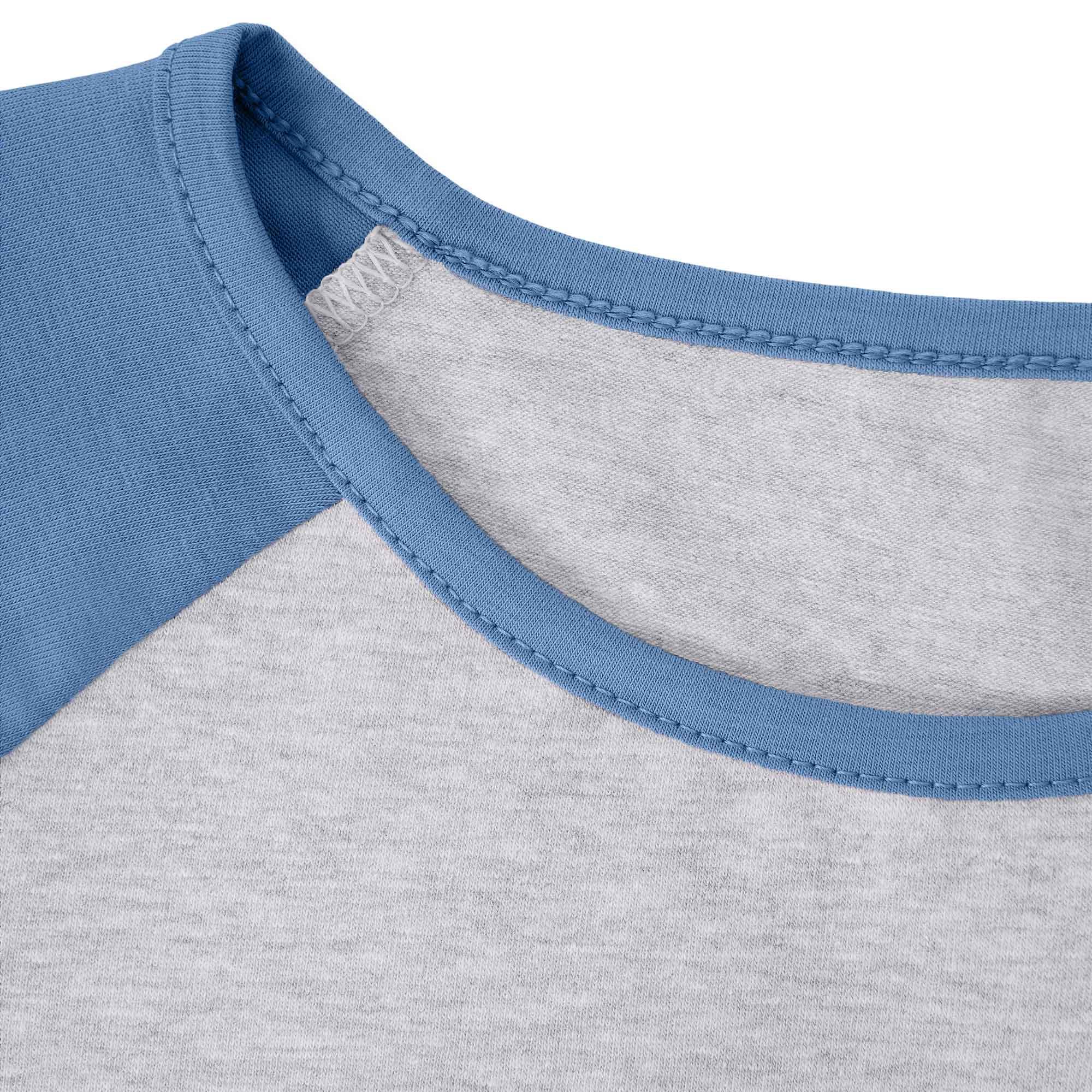 Grey - sky blue short sleeve baseball shirt