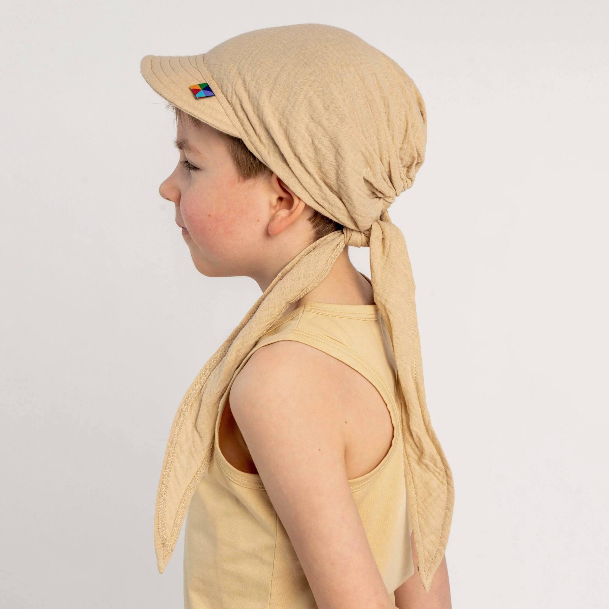 Beige muslin bandana hat