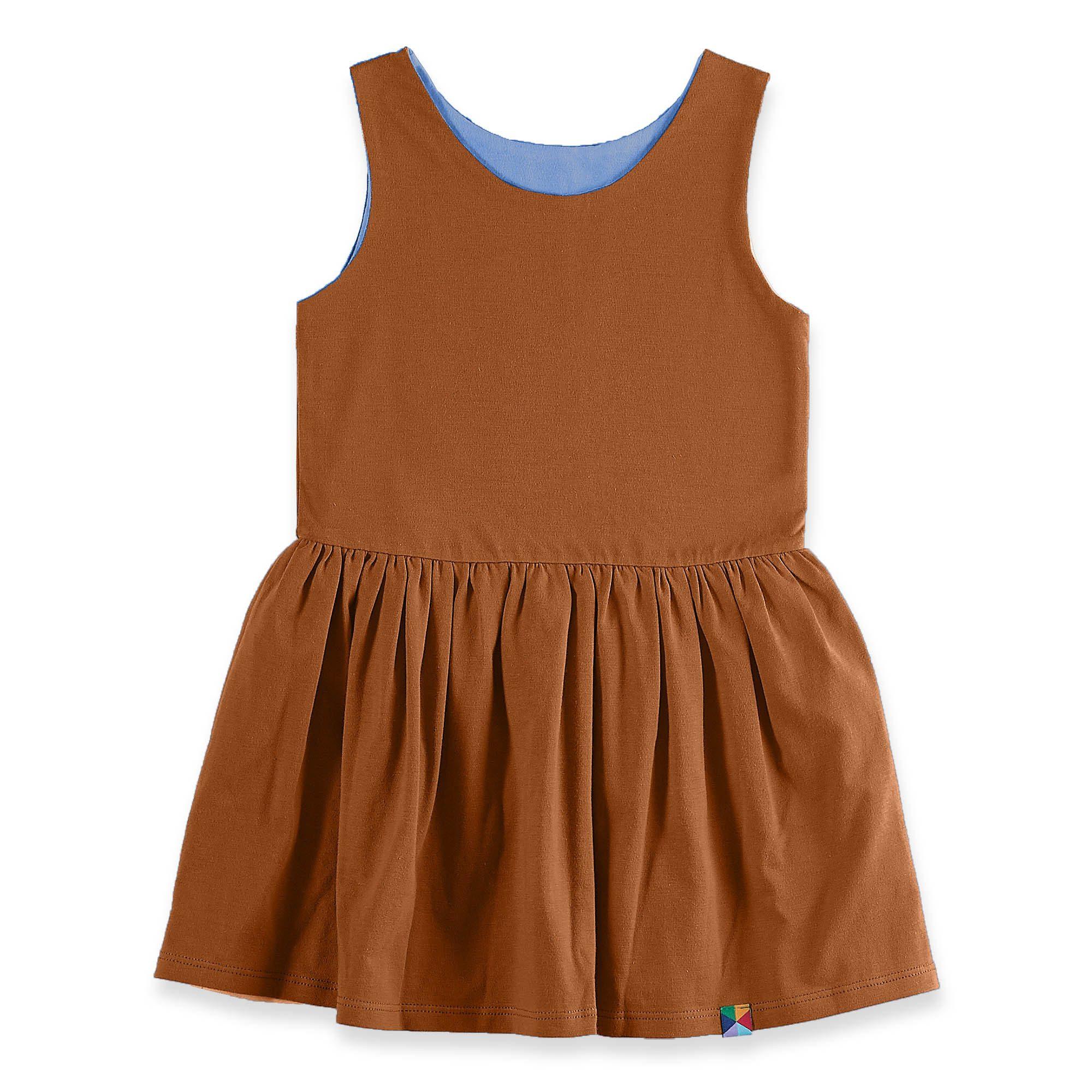 Sky blue - caramel reversible dress