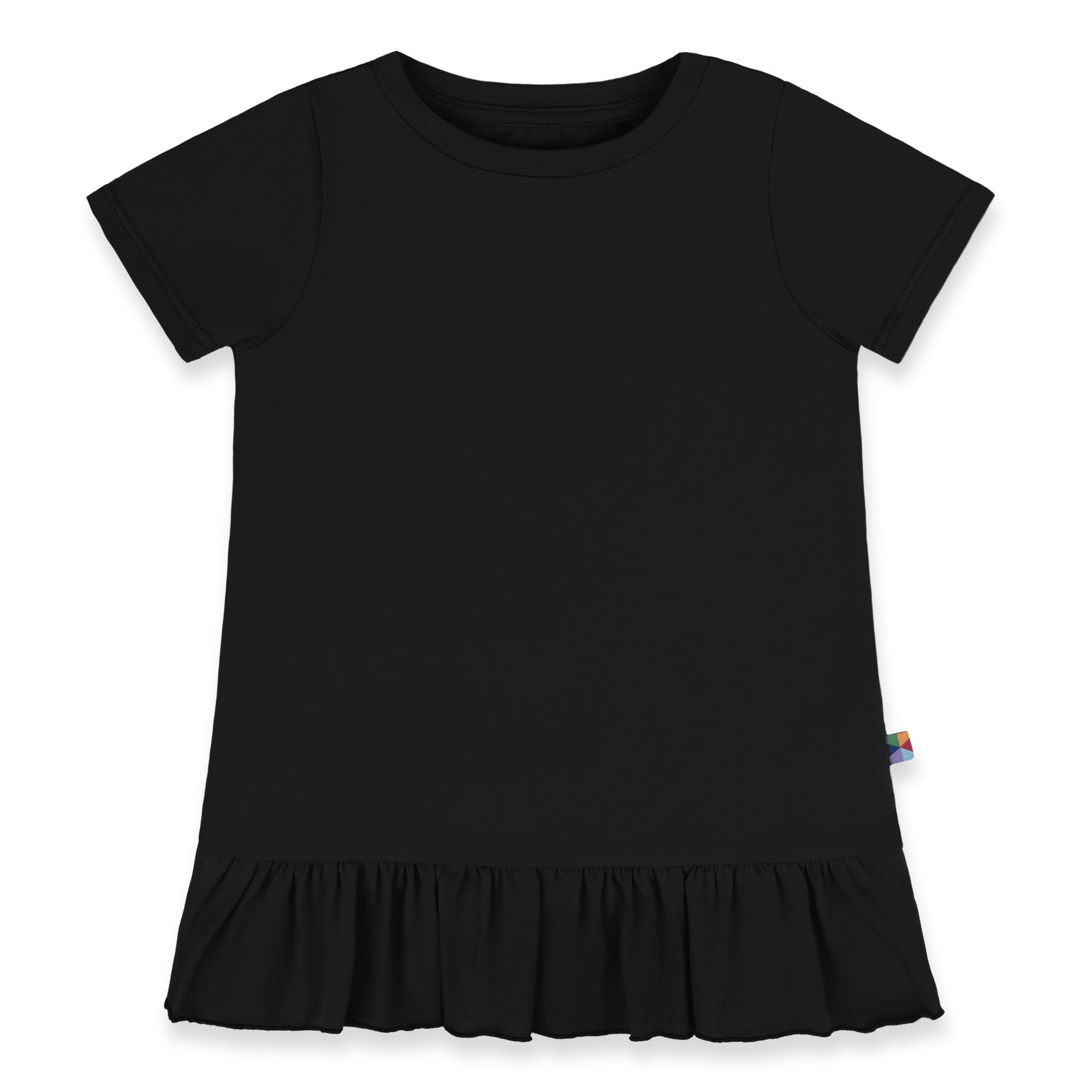 Black ruffle short sleeve blouse