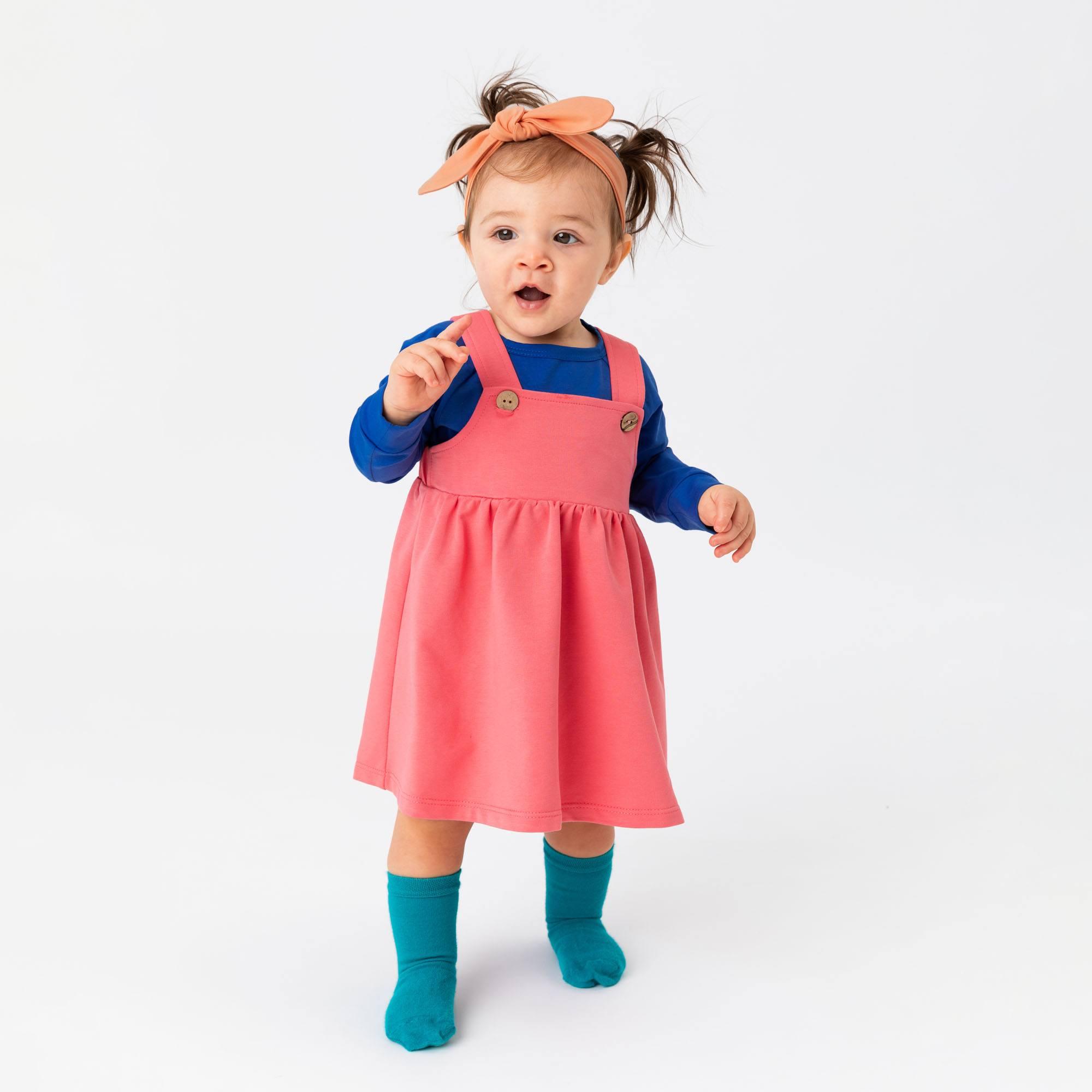 Coral dungaree dress