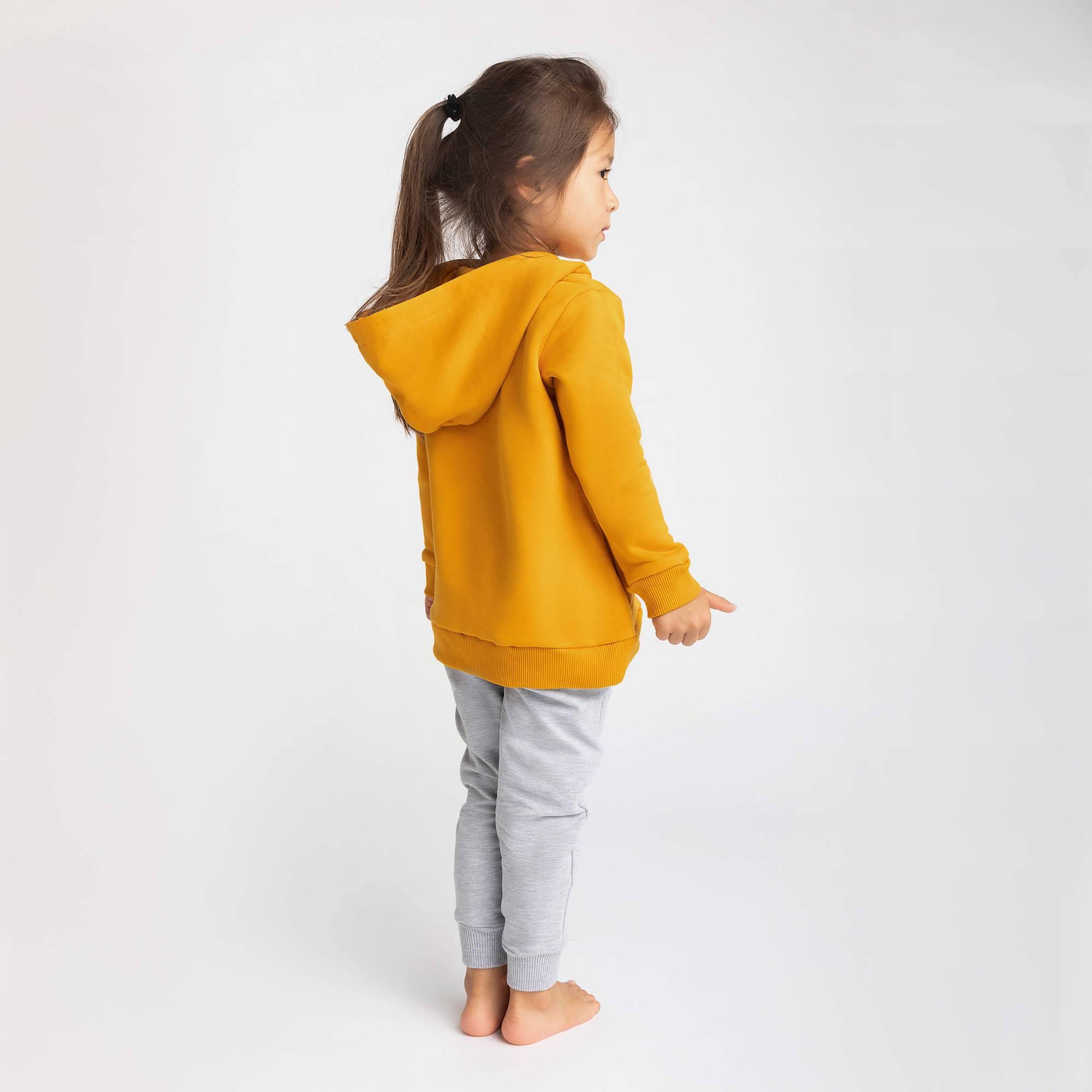 Mustard fleece-lined pullover hoodie