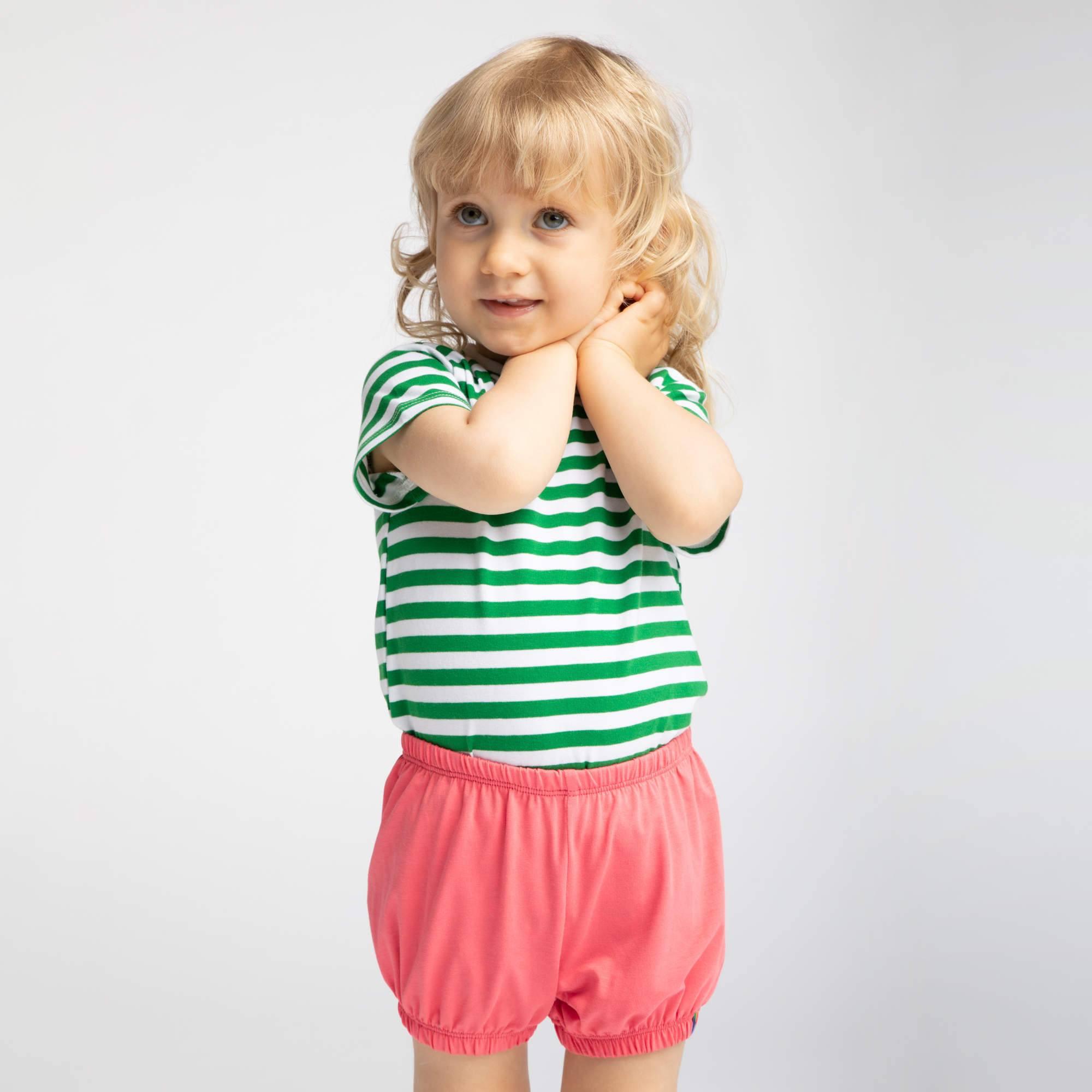 Green stripes short sleeve bodysuit