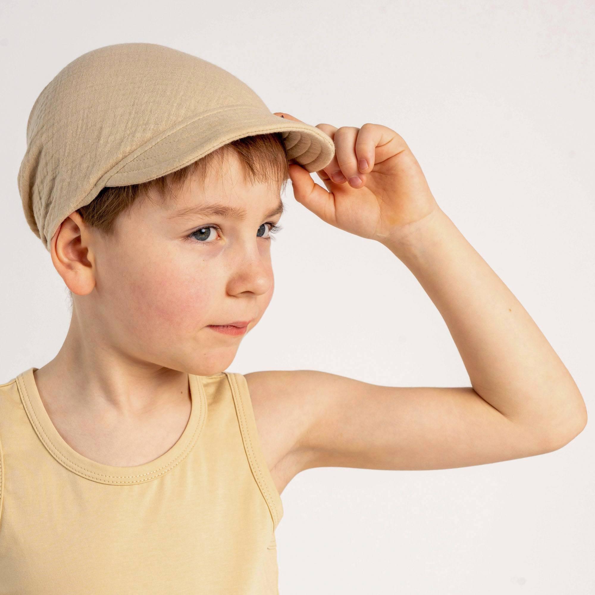 Beige muslin bandana hat