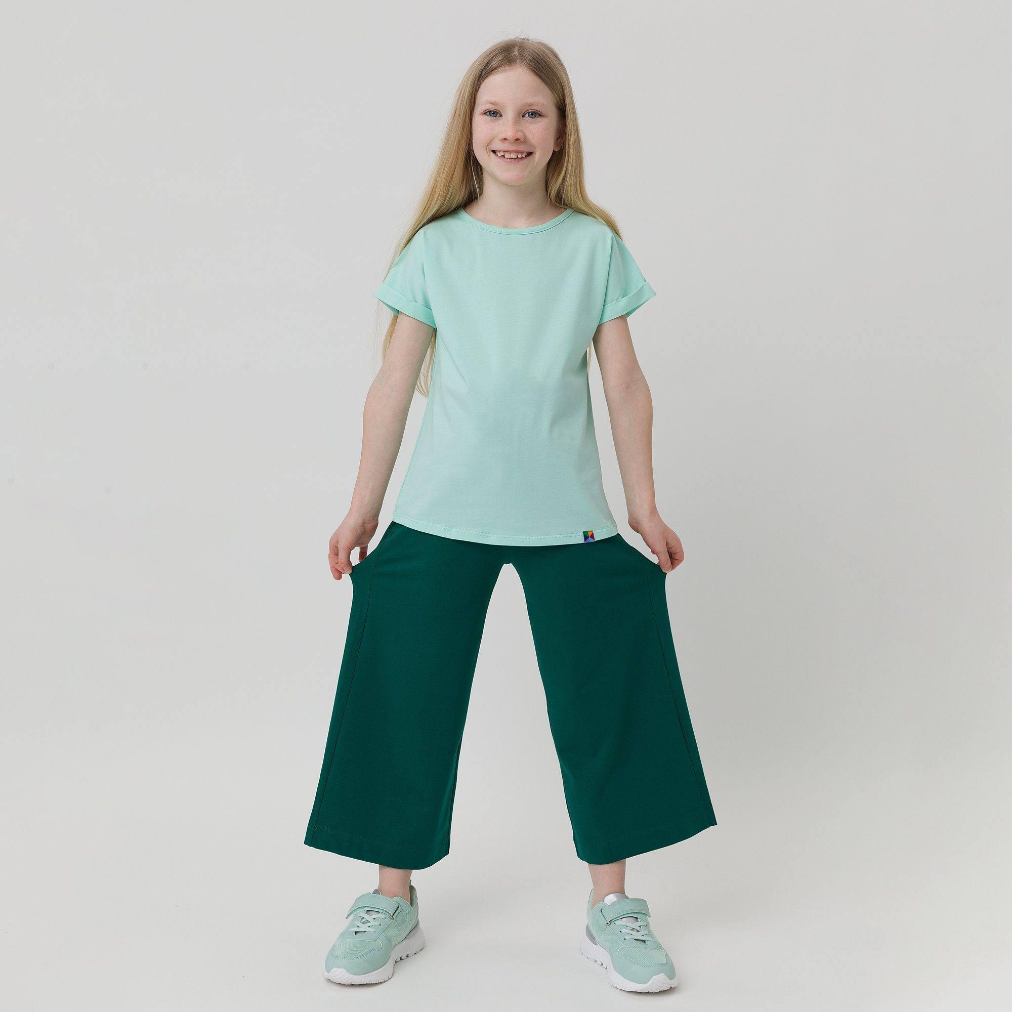 Bottle-green culotte trousers