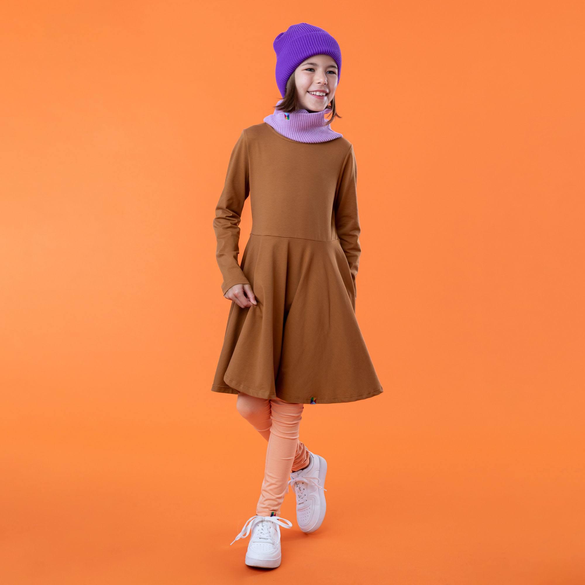 Caramel long sleeve dress