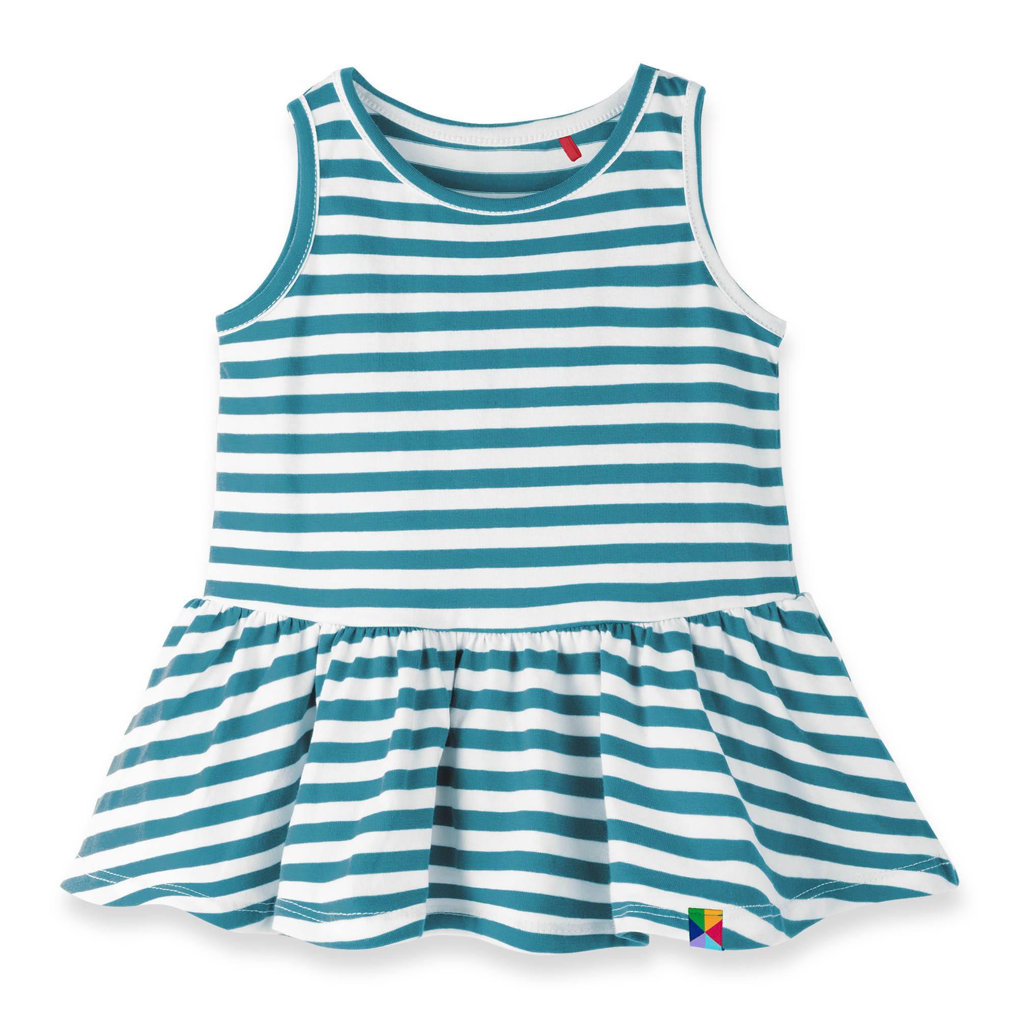 Turquoise stripes sleeveless dress