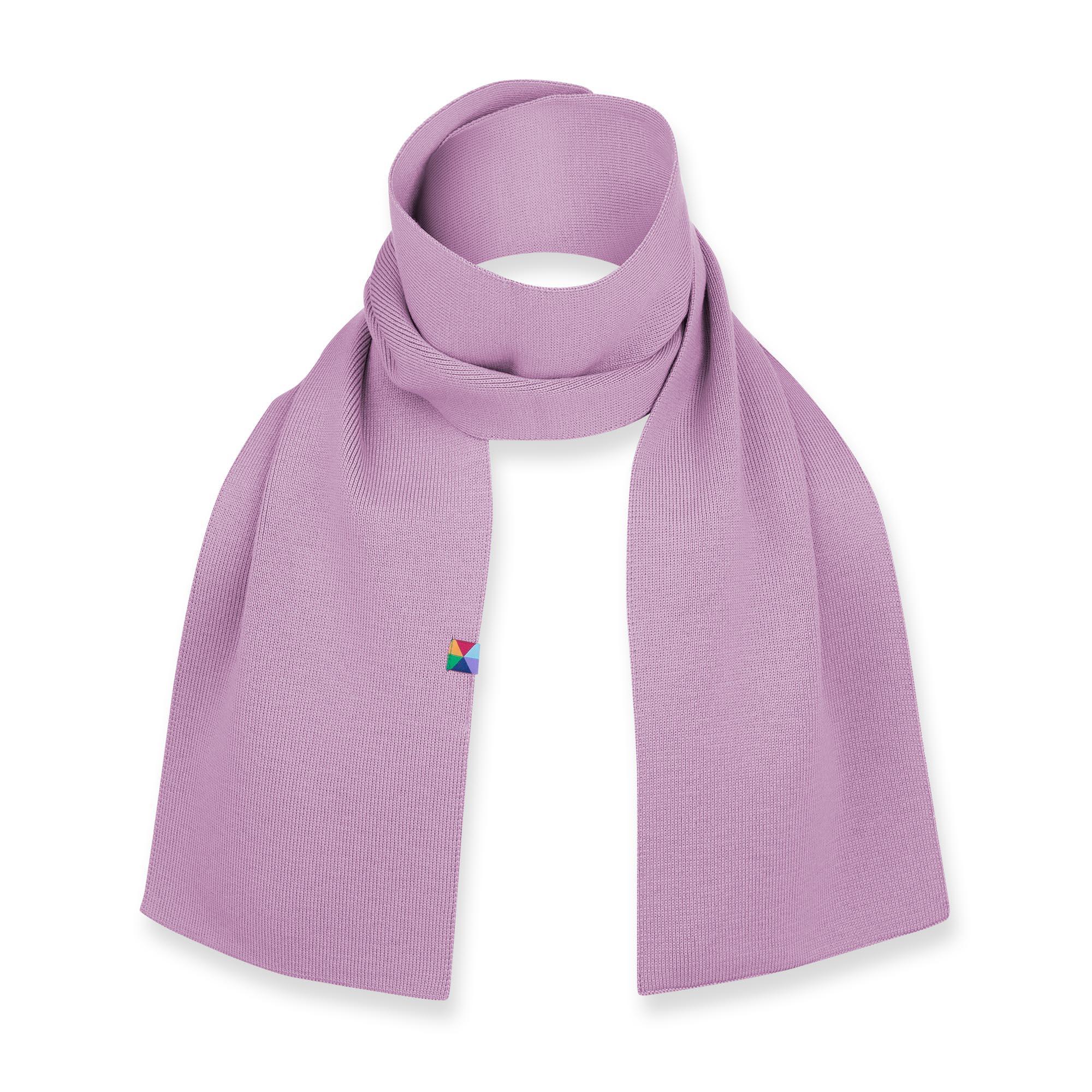 Light purple fine knit merino wool scarf kids