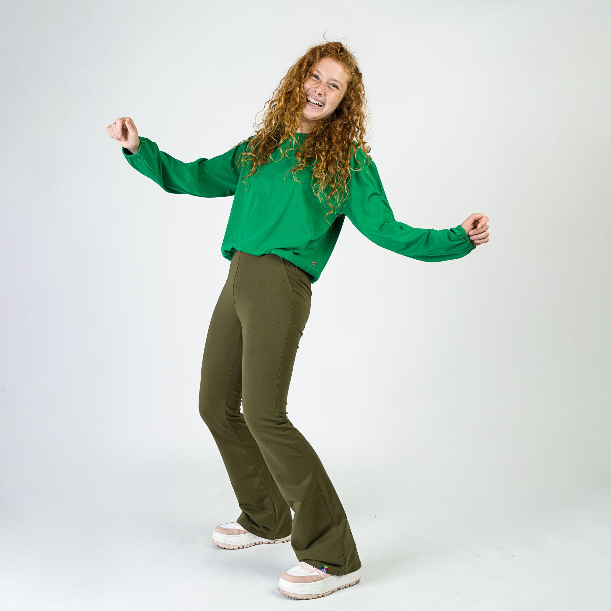 Green elastic hem blouse Junior