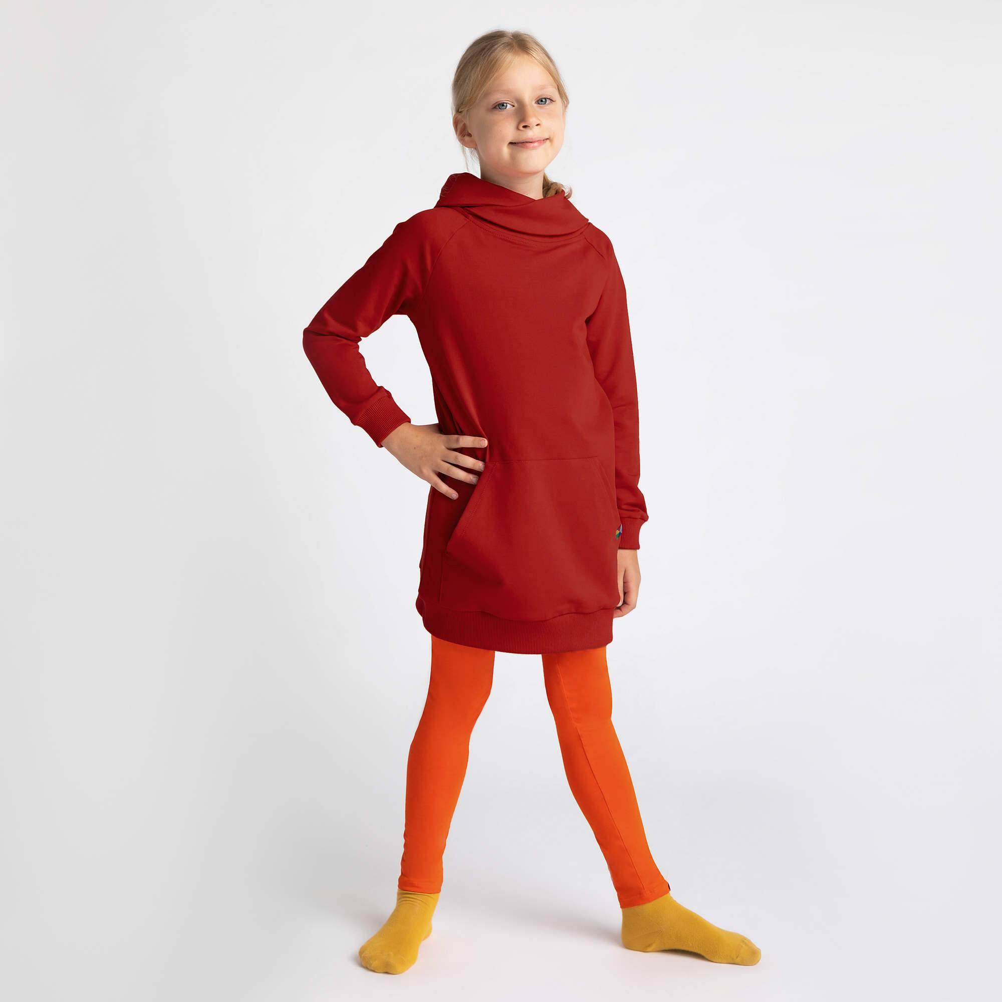 Red long funnel neck pullover sweatshirt