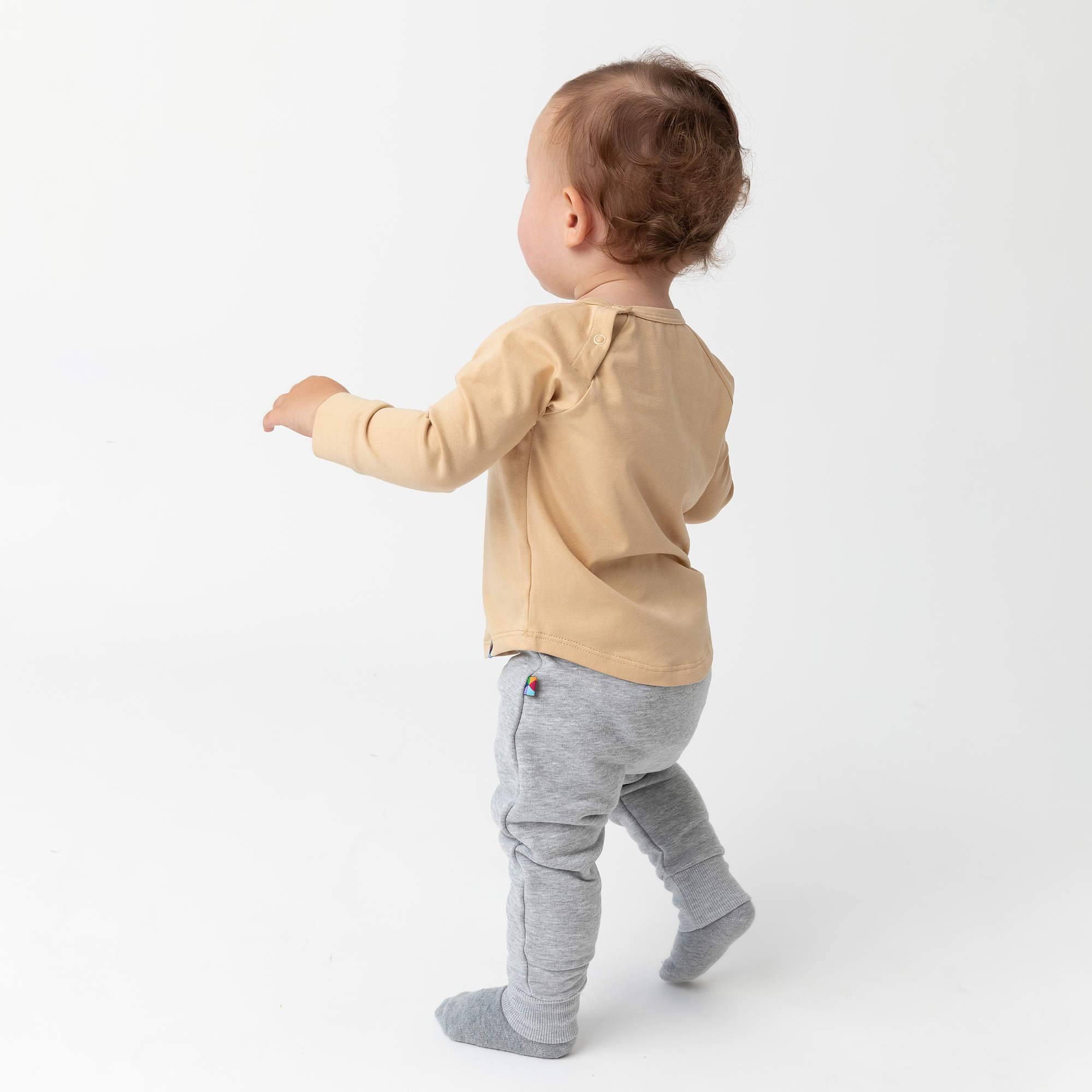 Grey melange fleece-lined joggers Baby