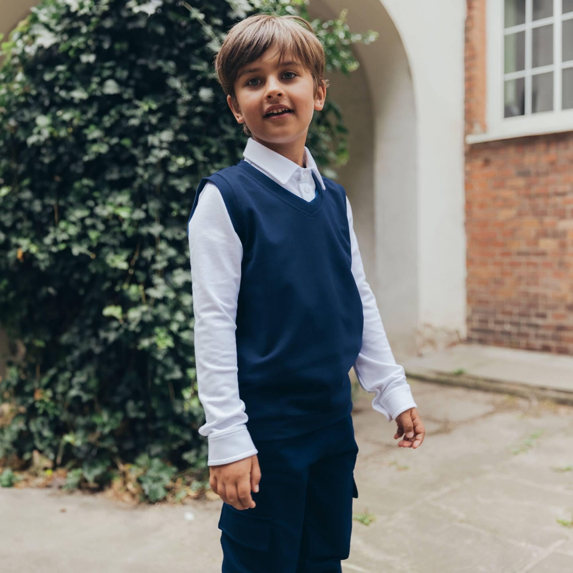 Navy blue sweatshirt vest