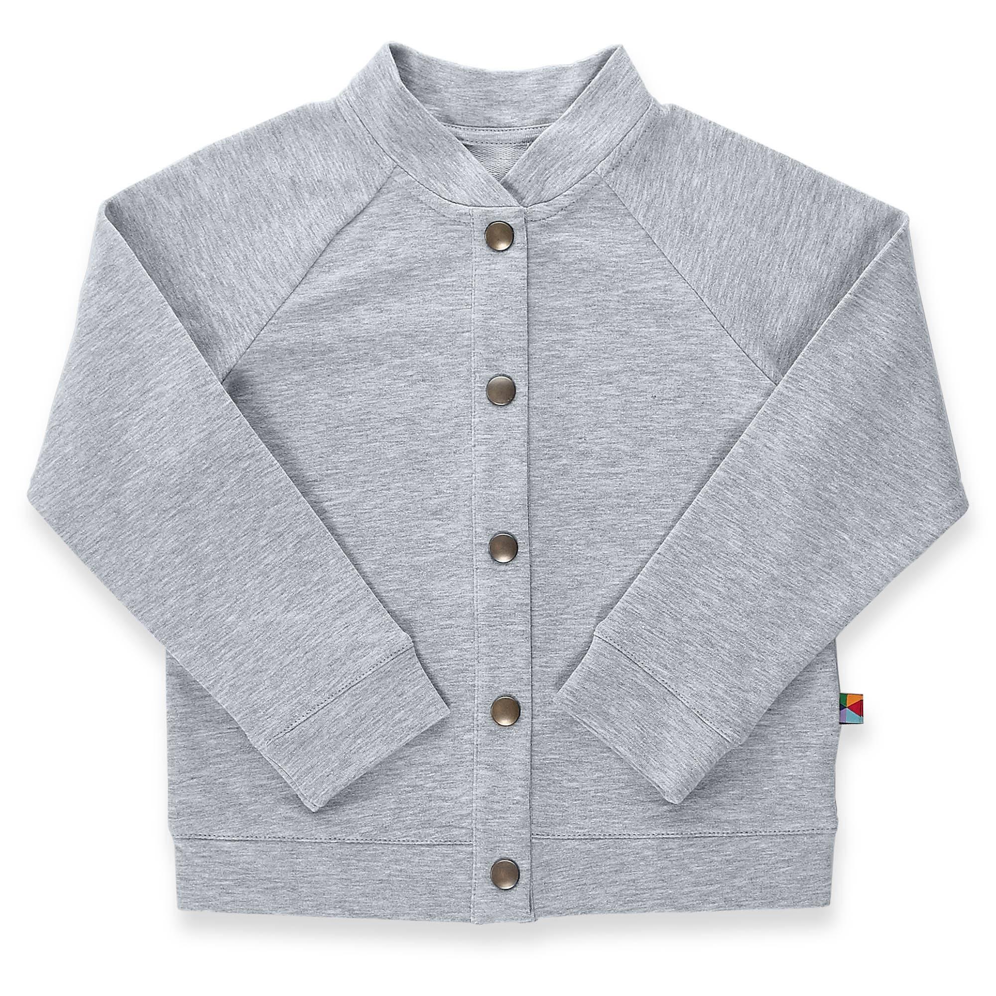 Grey melange button-up bomber jacket