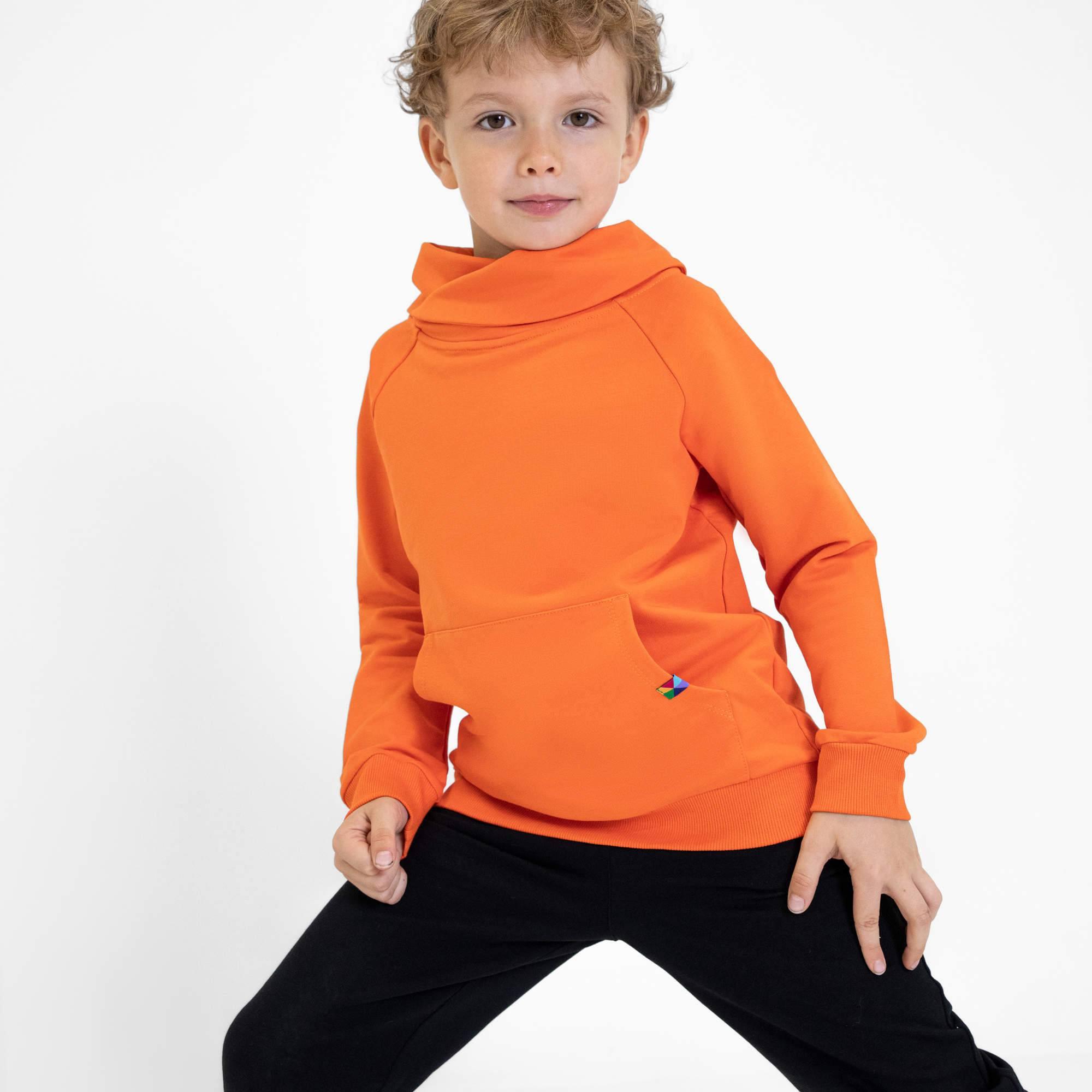 Orange funnel neck pullover sweatshirt