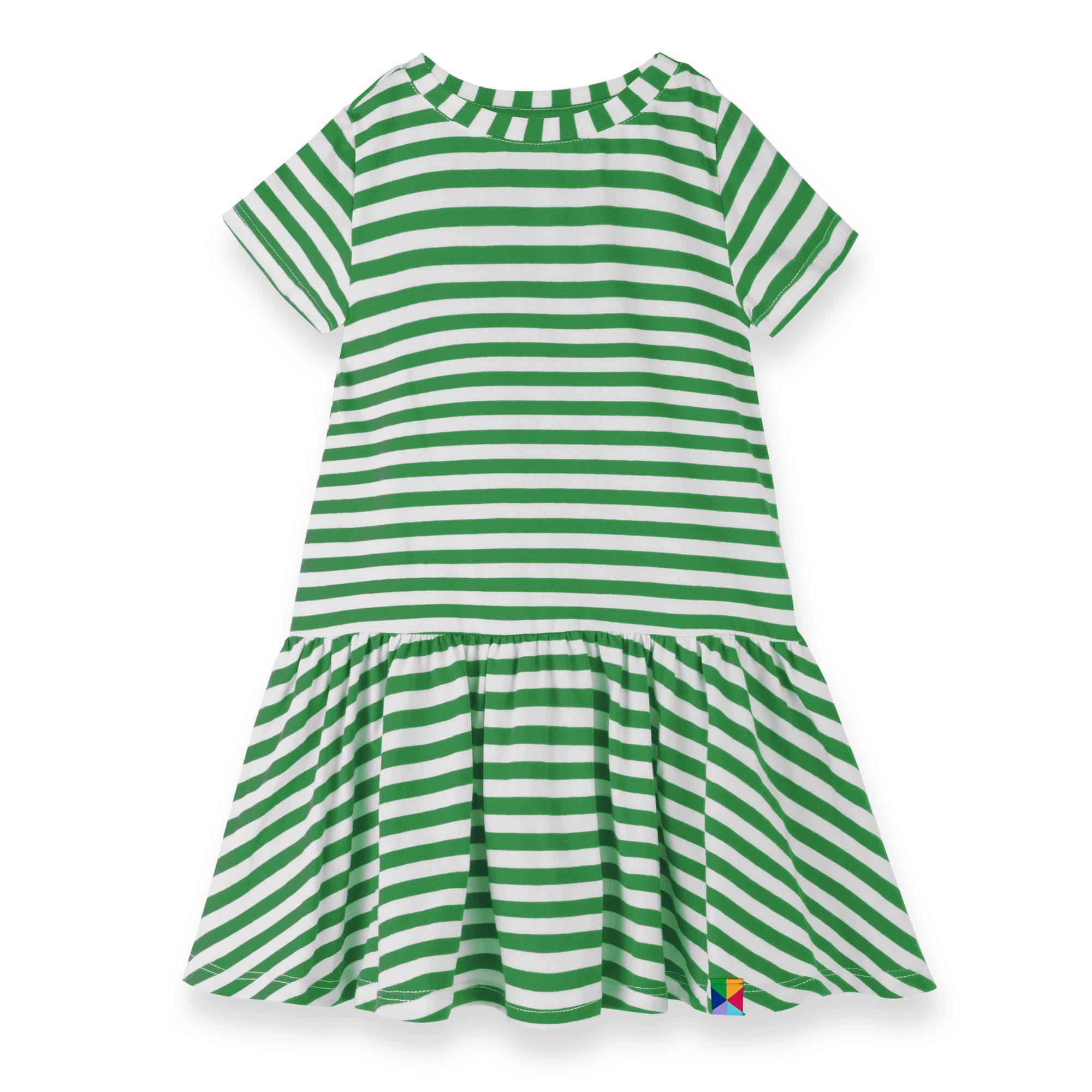 Green stripes frill dress