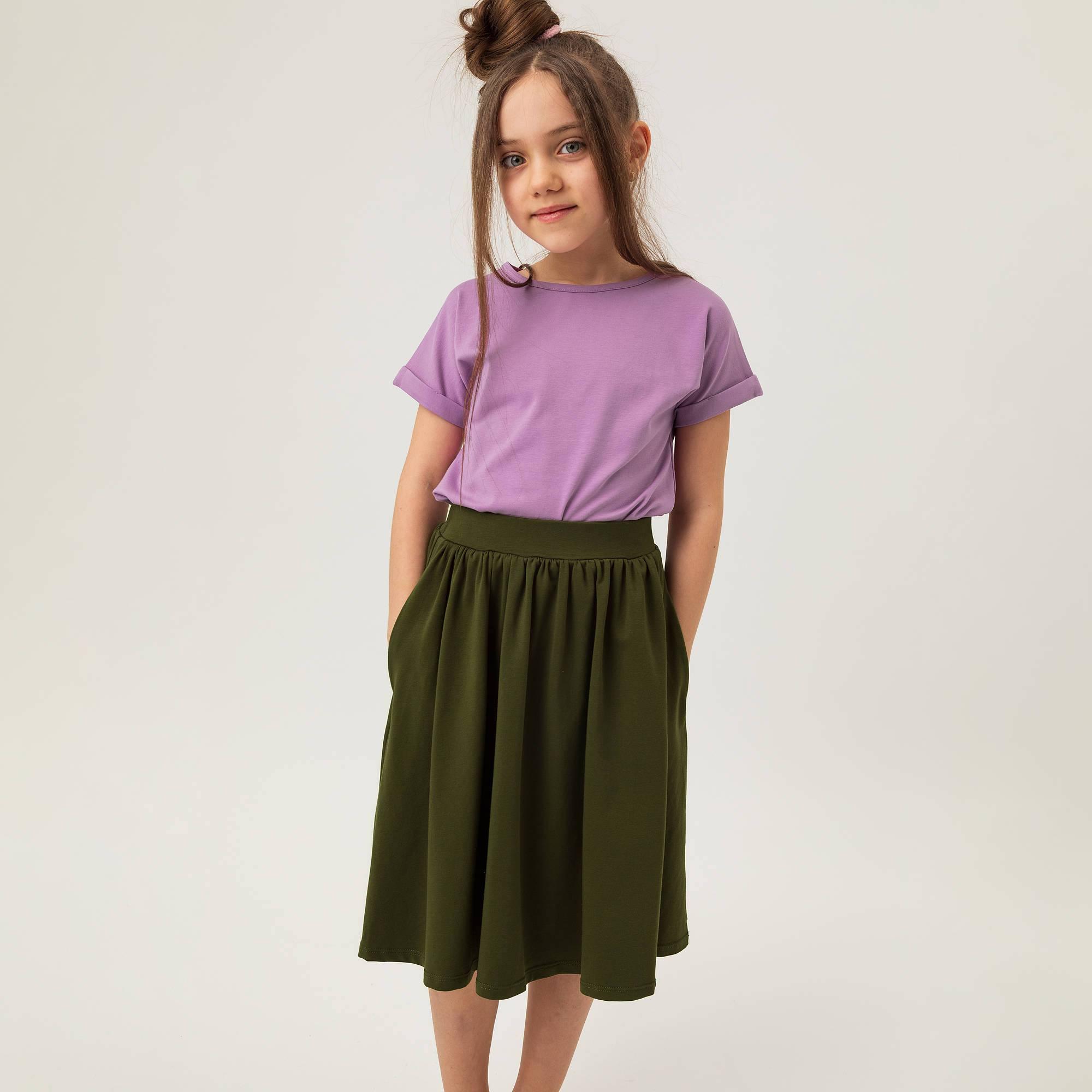 Khaki midi skirt with pockets