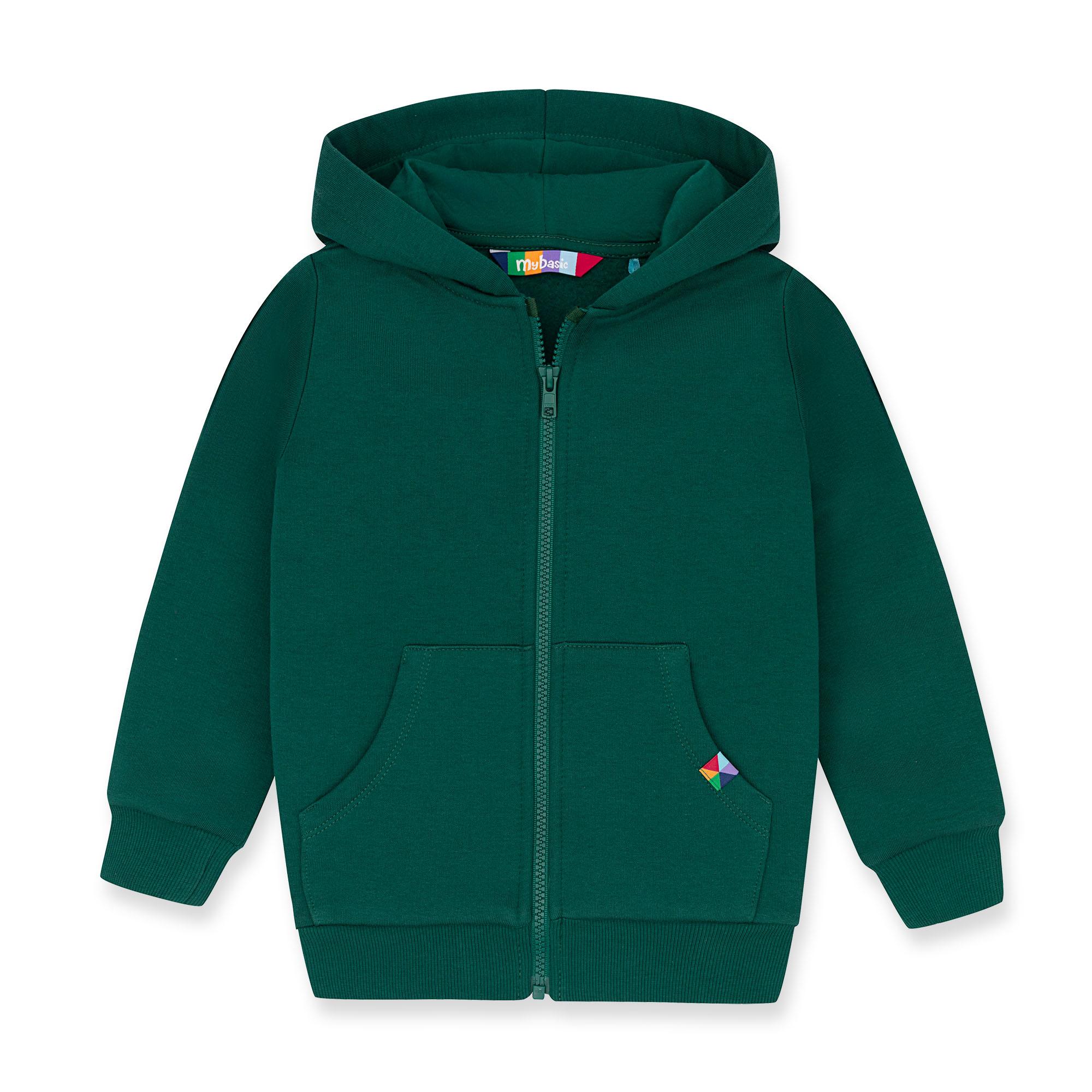 Bottle-green zip-up fleece jacket