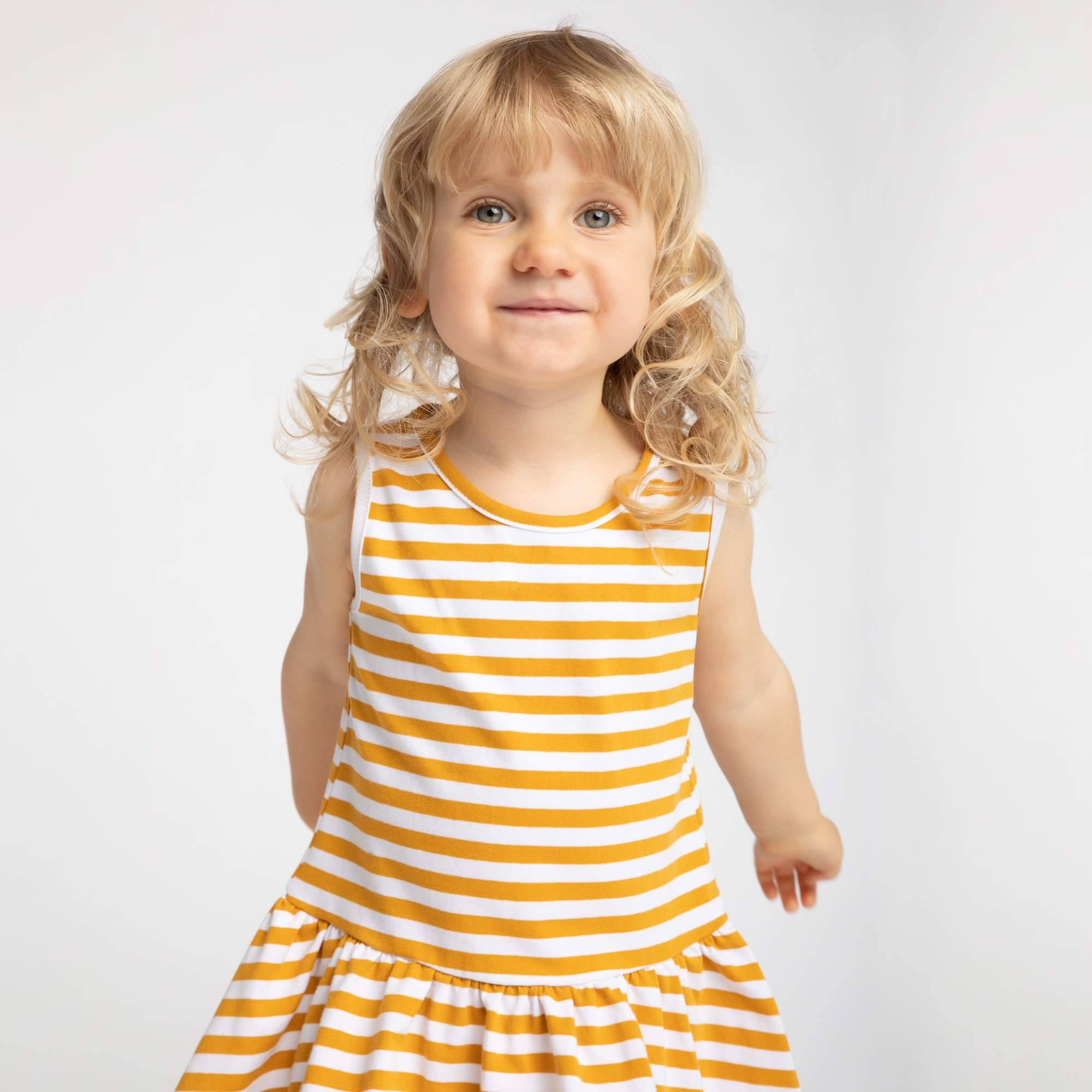 Mustard stripes sleeveless dress