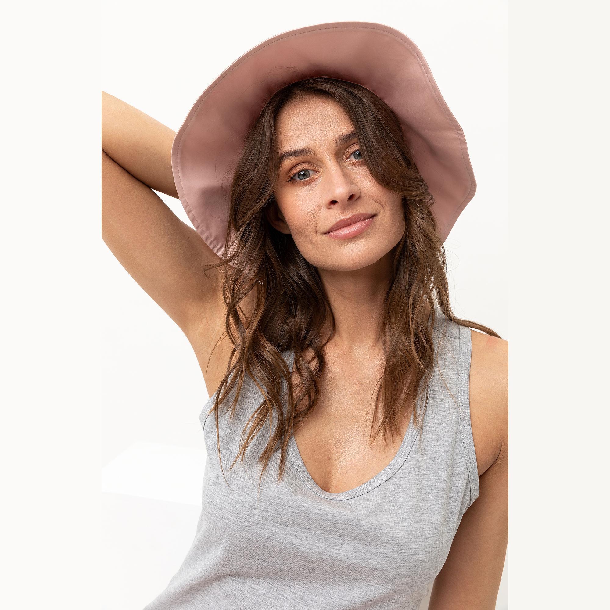 Pastel pink wide brim hat Women