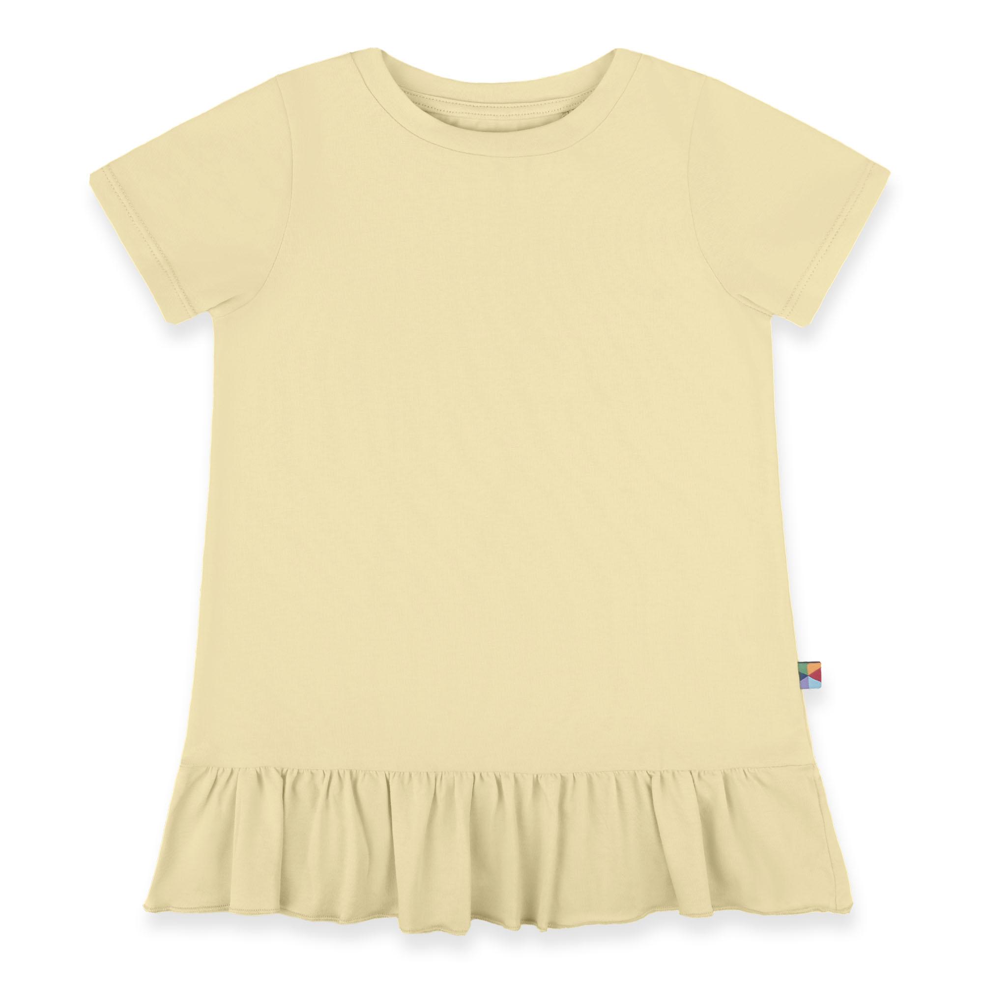 Light yellow ruffle short sleeve blouse