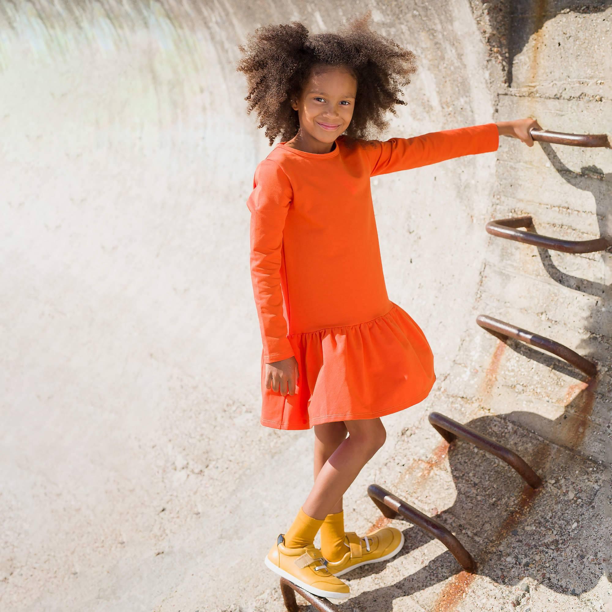 Orange flared sweatshirt dress