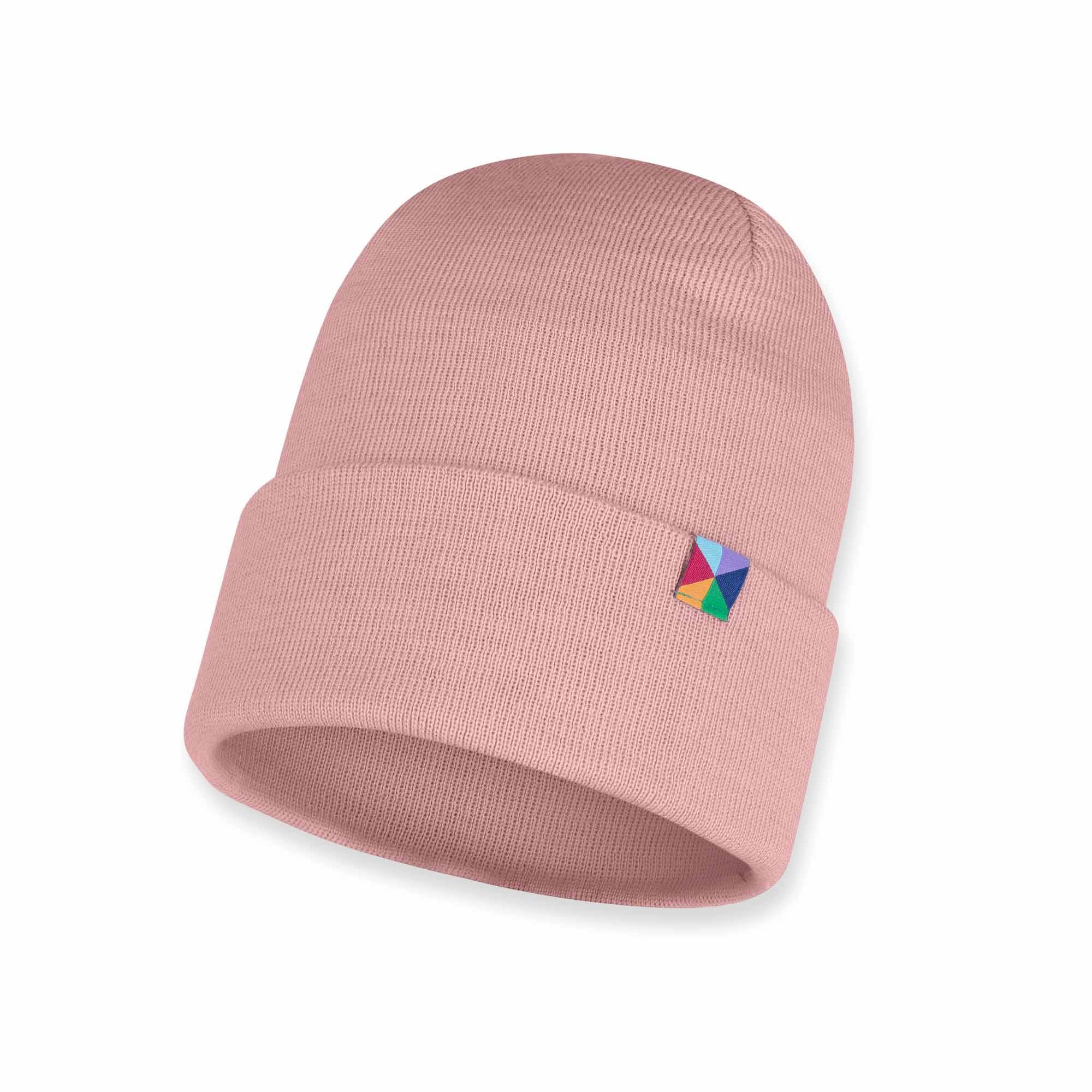 Pastel pink fine knit merino wool cap kids