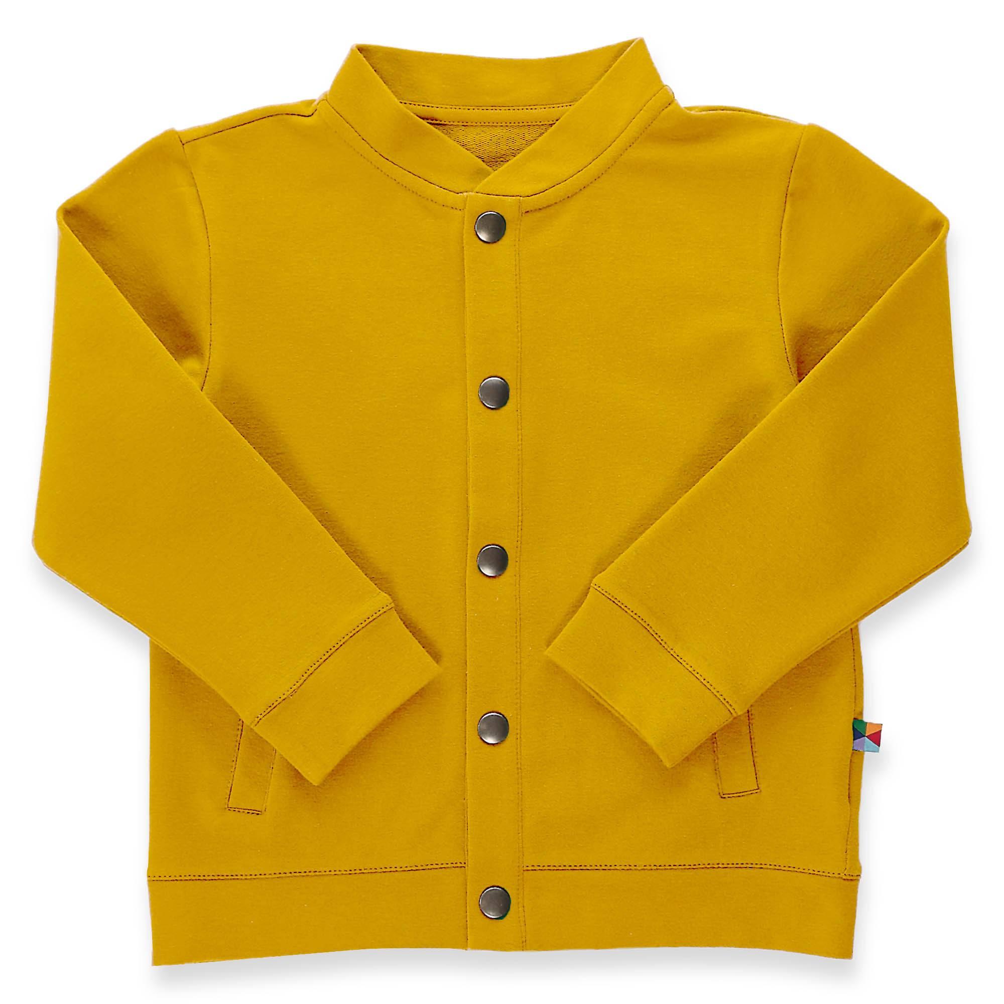 Mustard button-up bomber jacket with pockets