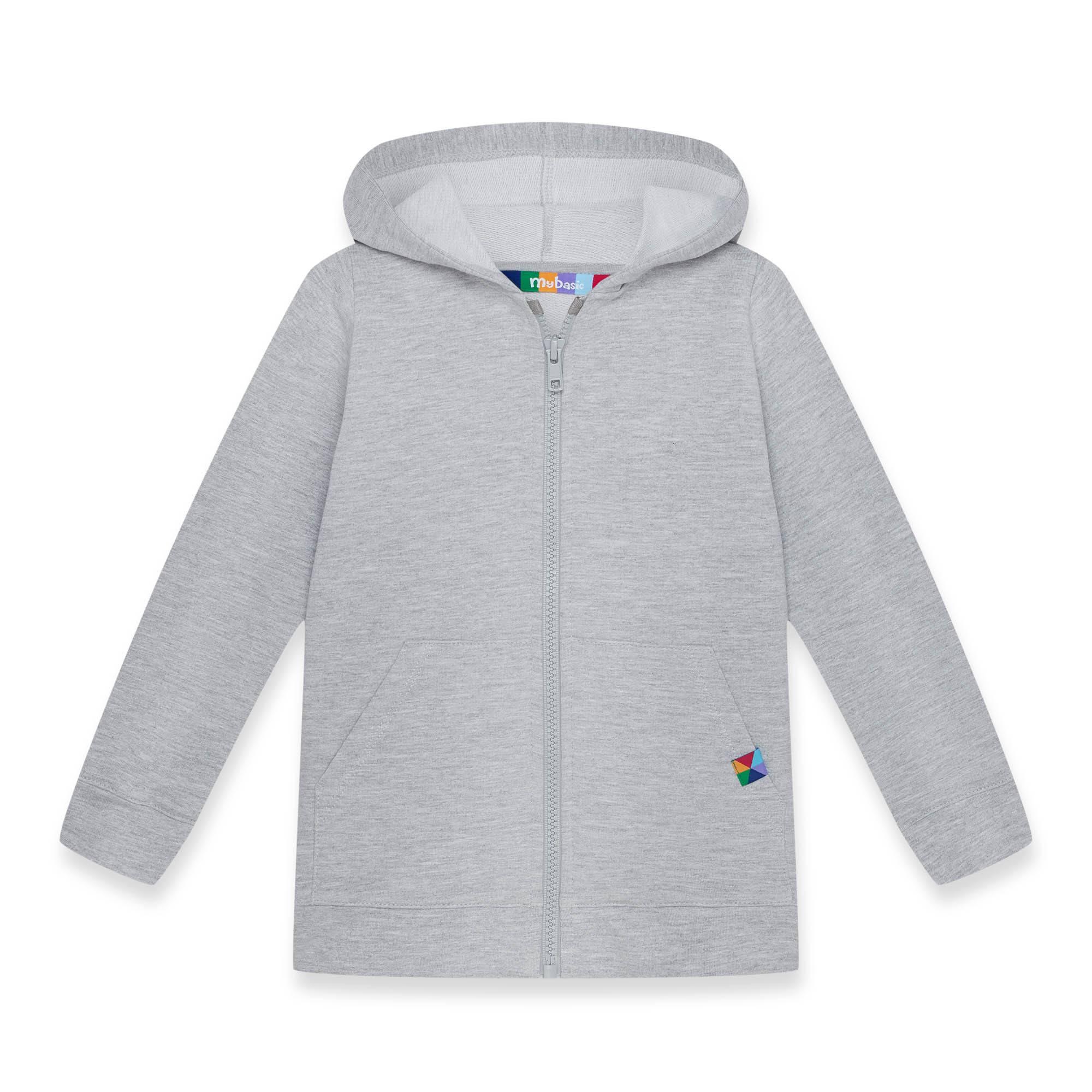 Grey melange zip-up hoodie