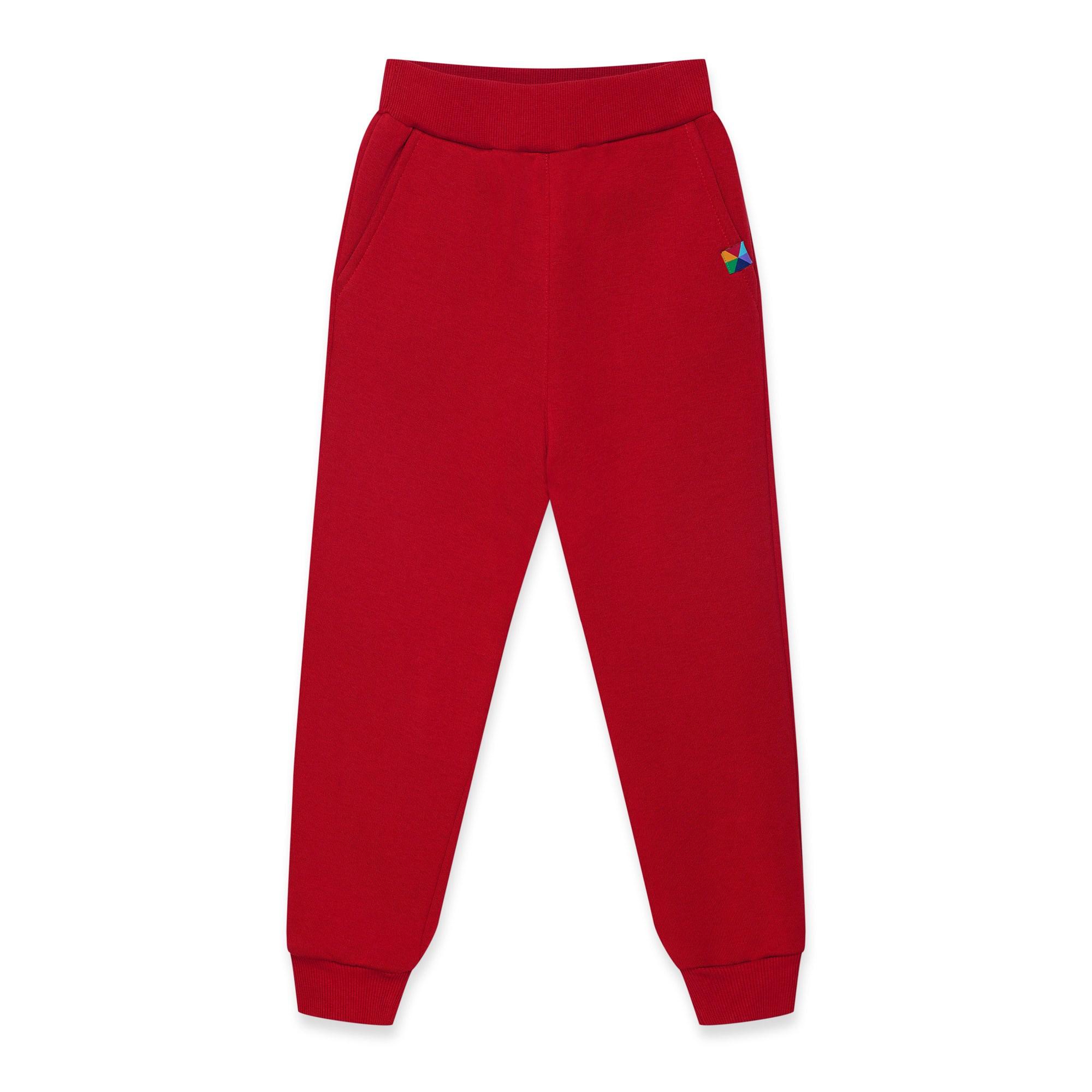 Red fleece-lined joggers kids