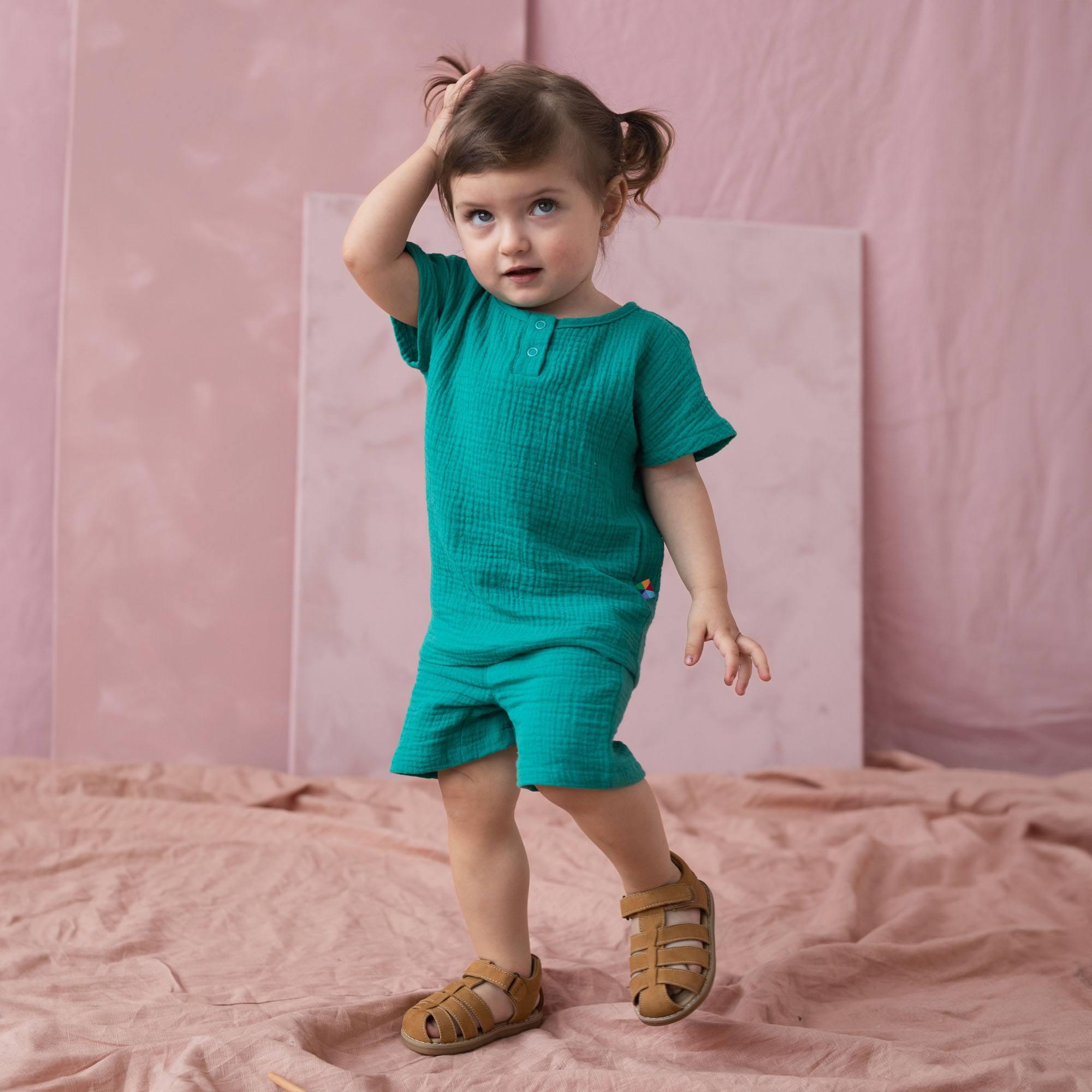 Turquoise muslin shirt Baby