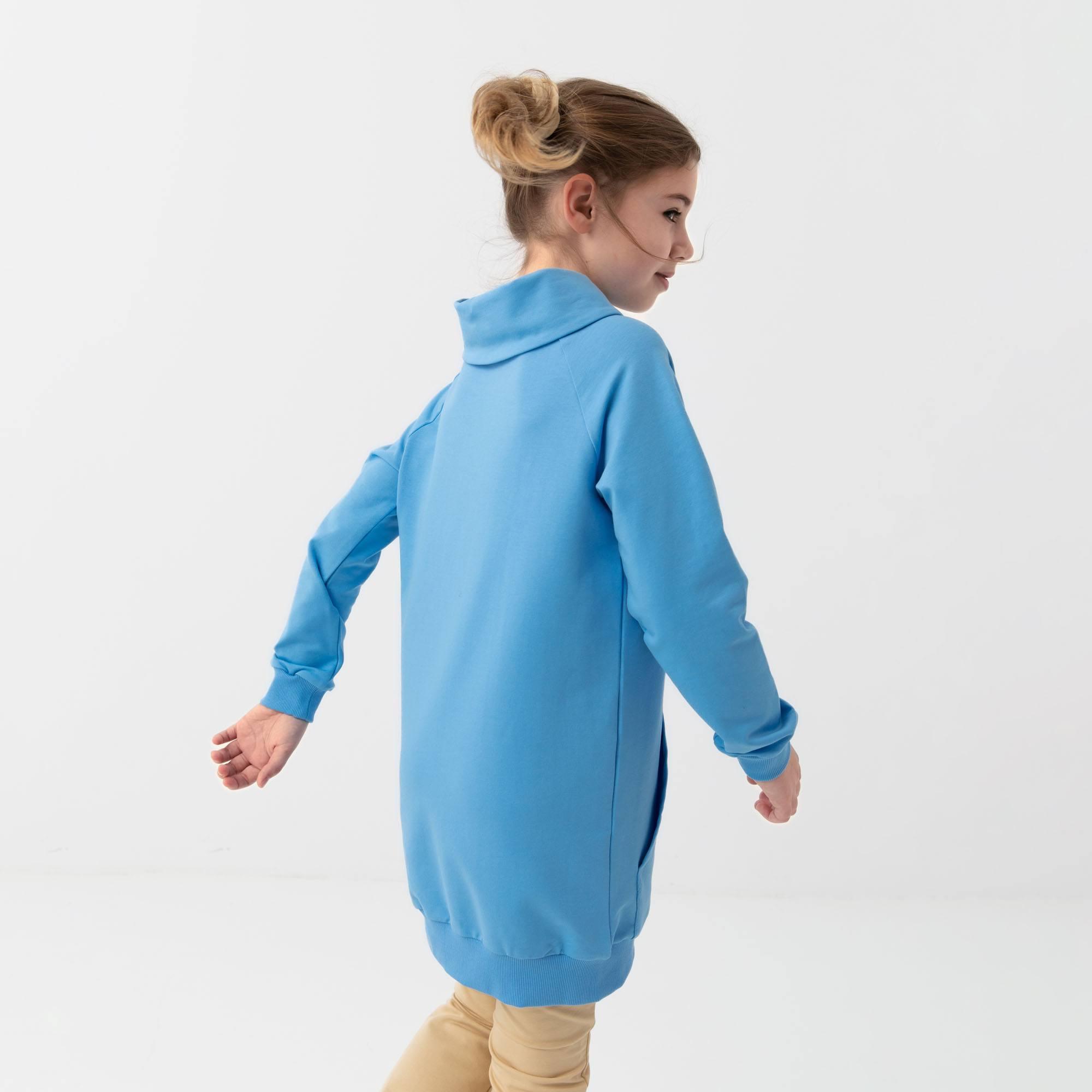 Pastel blue long funnel neck pullover sweatshirt