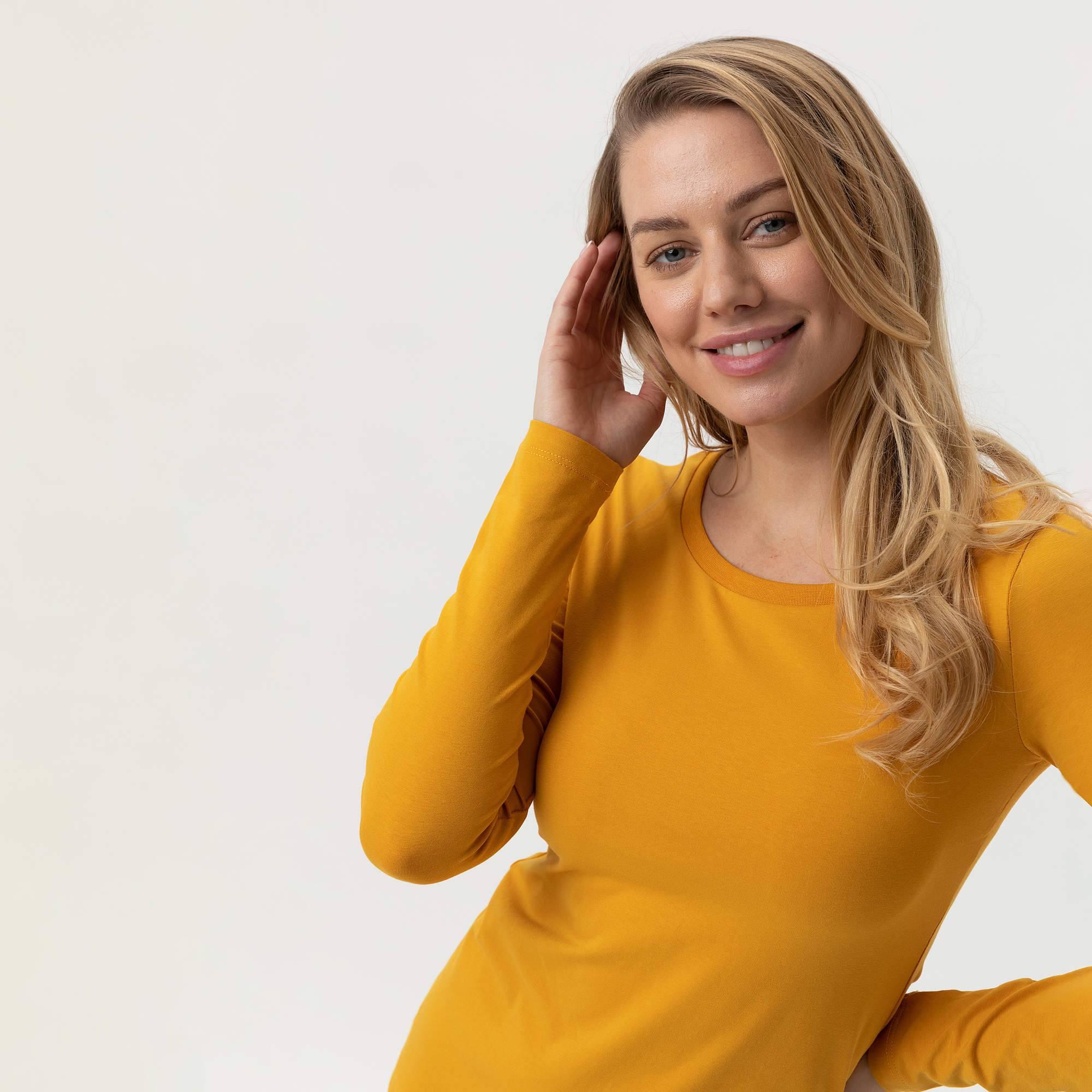 Mustard round neck T-shirt Women