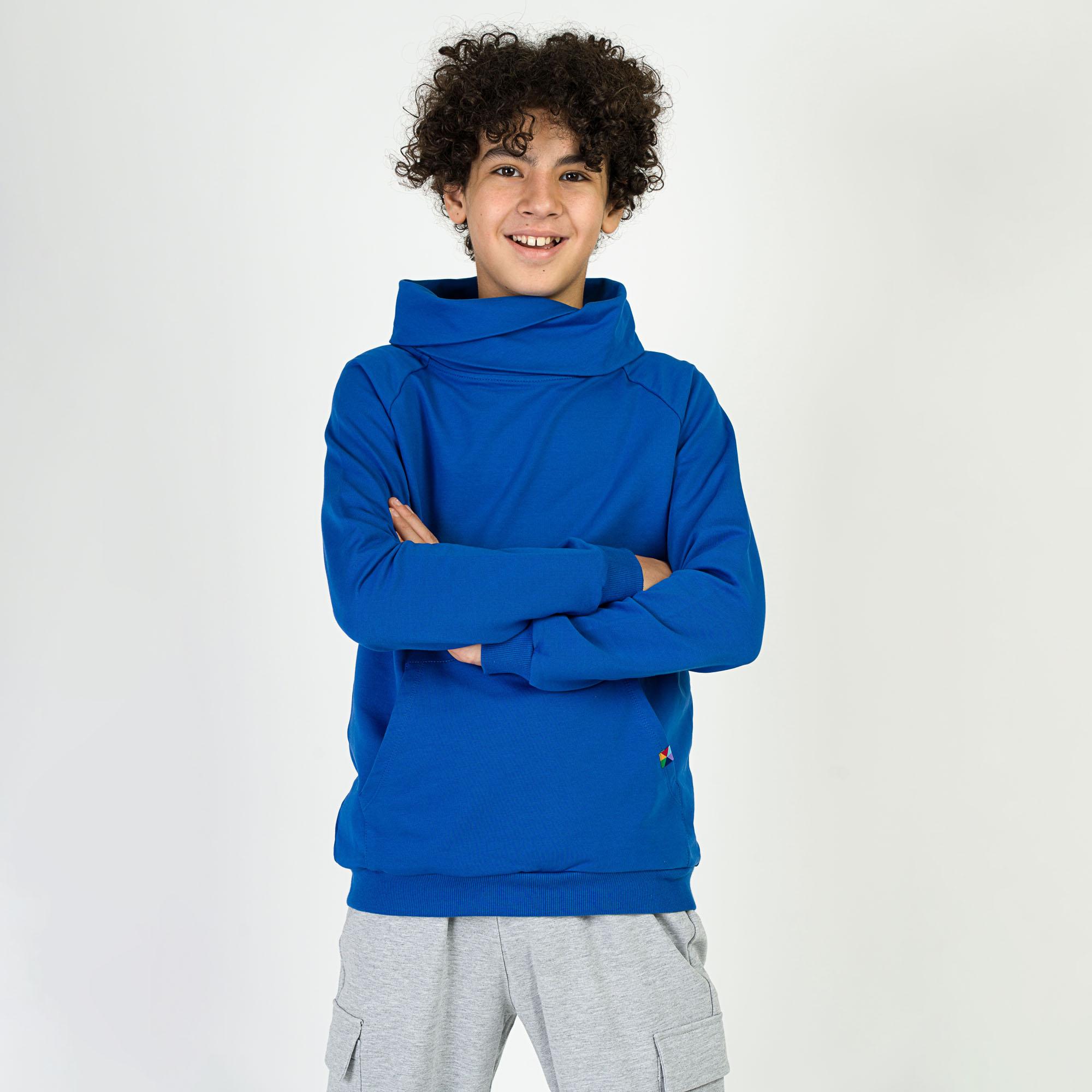 Blue funnel neck pullover sweatshirt Junior