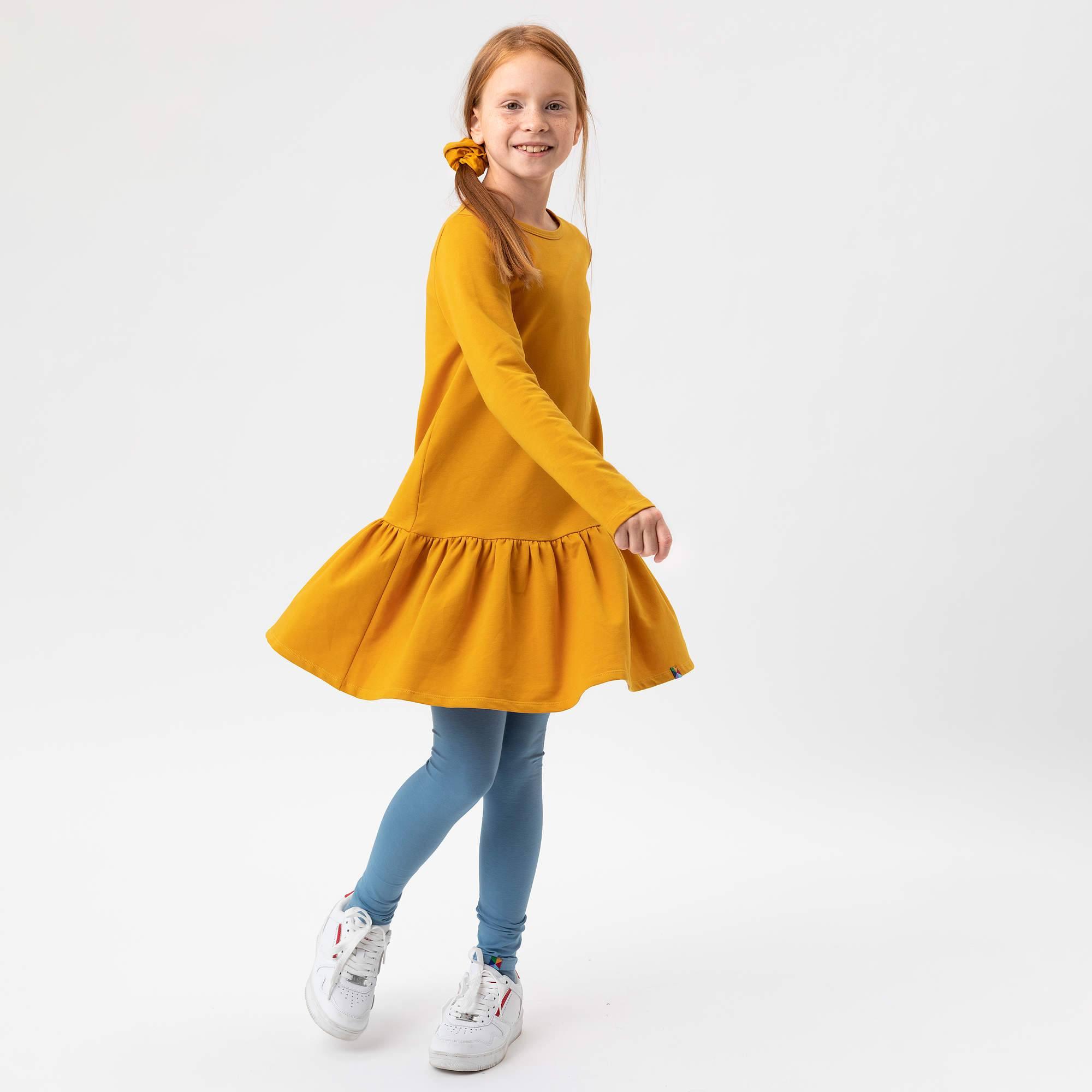 Mustard flared sweatshirt dress