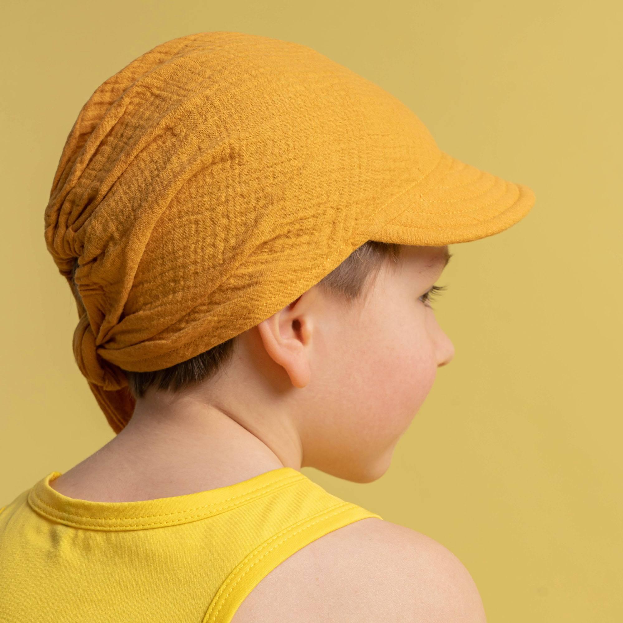 Mustard muslin bandana hat