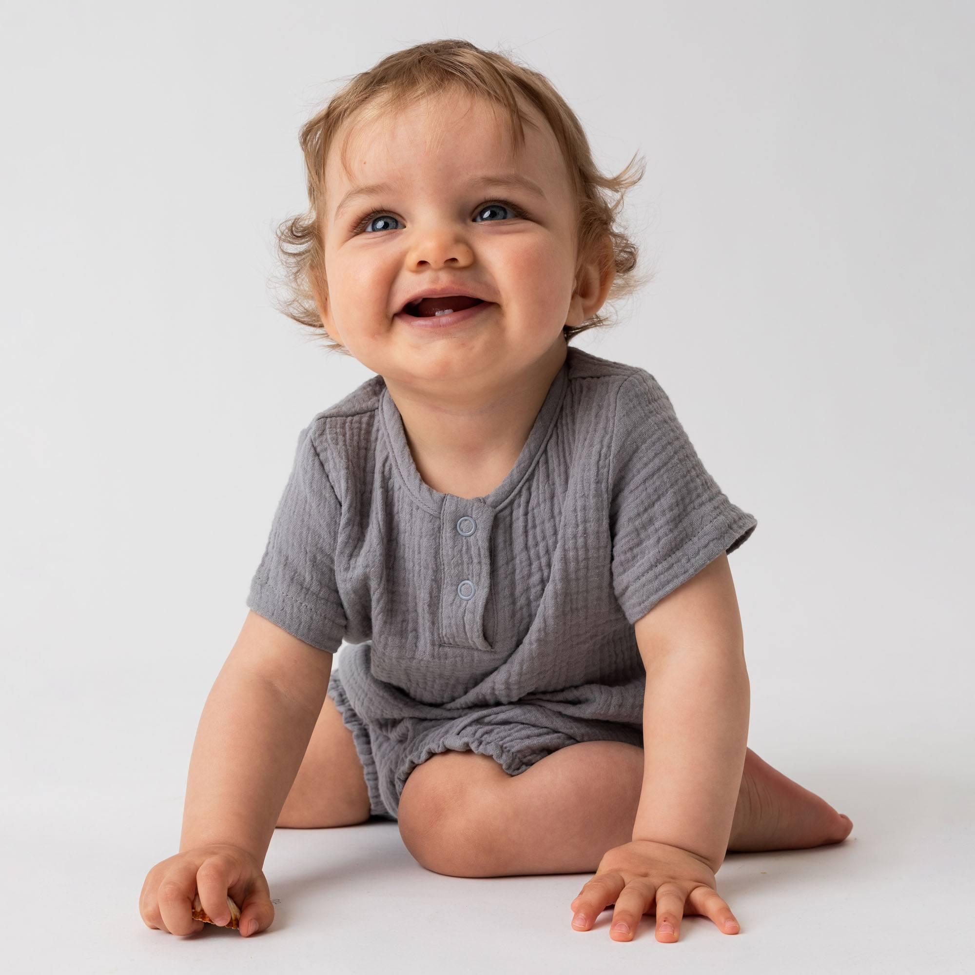 Grey muslin romper Baby