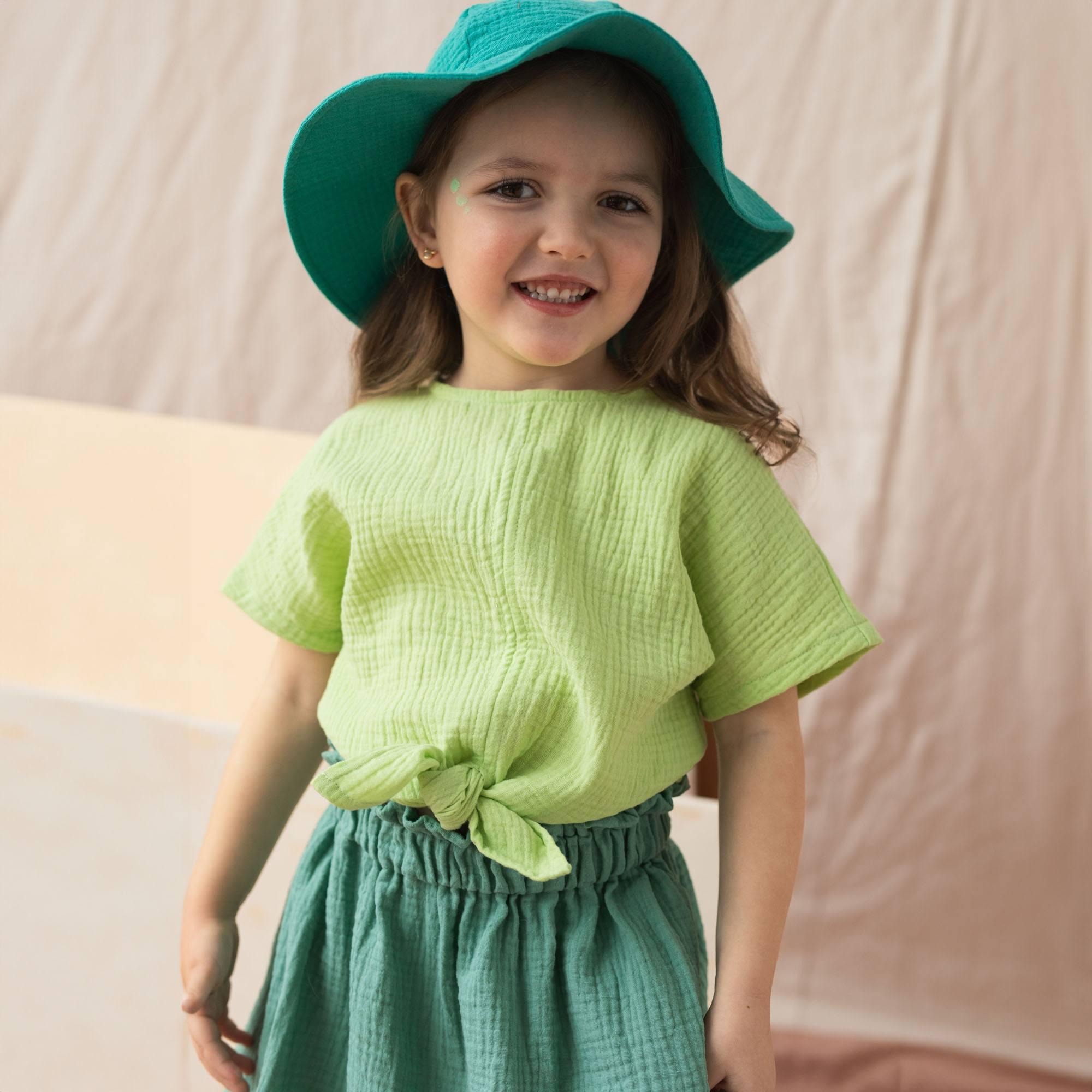 Lime muslin tied blouse