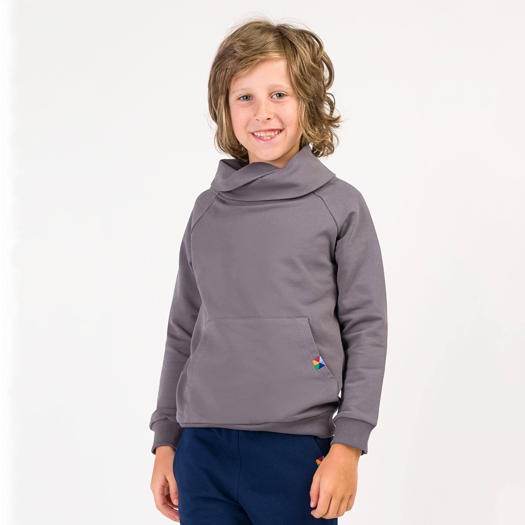 Graphite funnel neck pullover sweatshirt