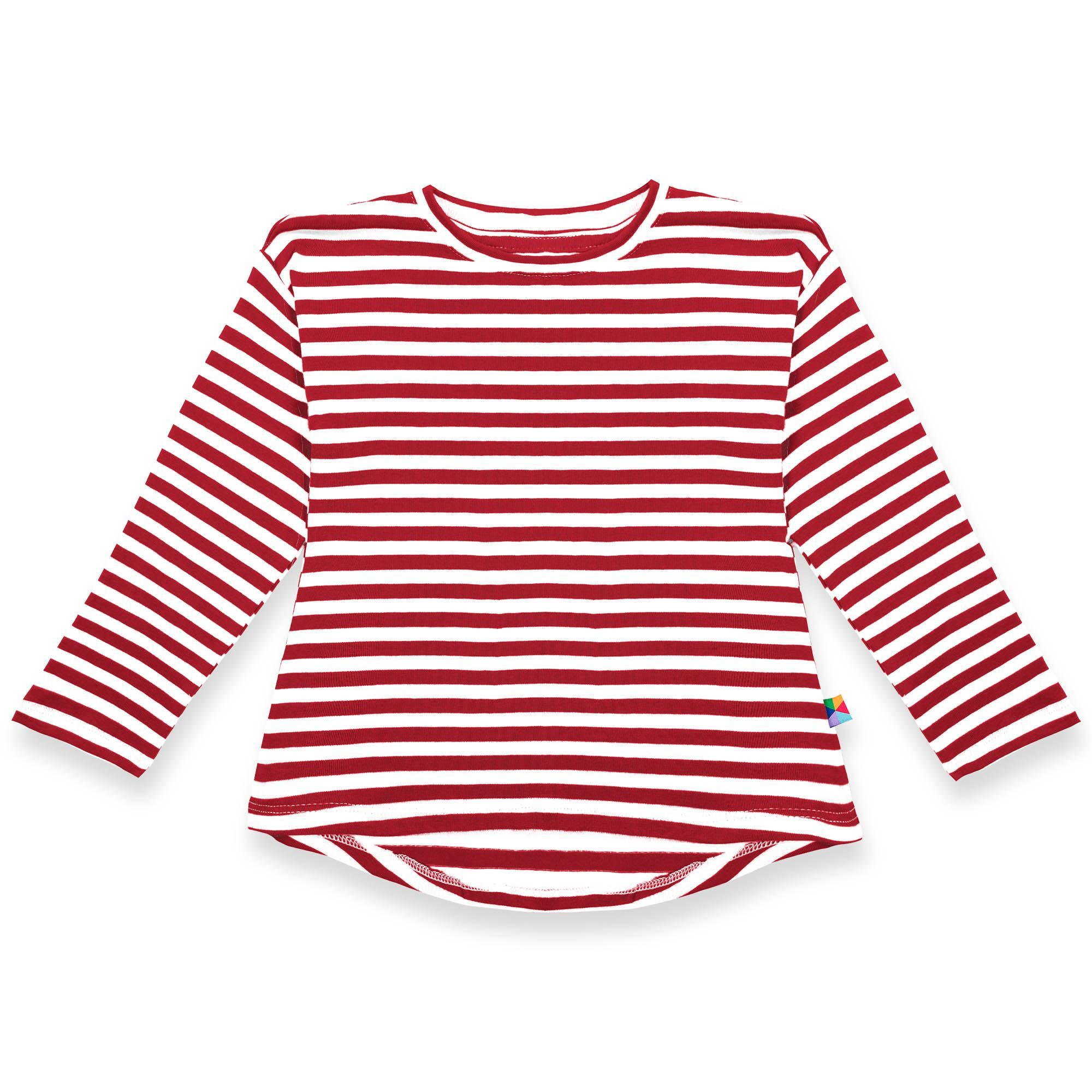 Red stripes high-low hem shirt