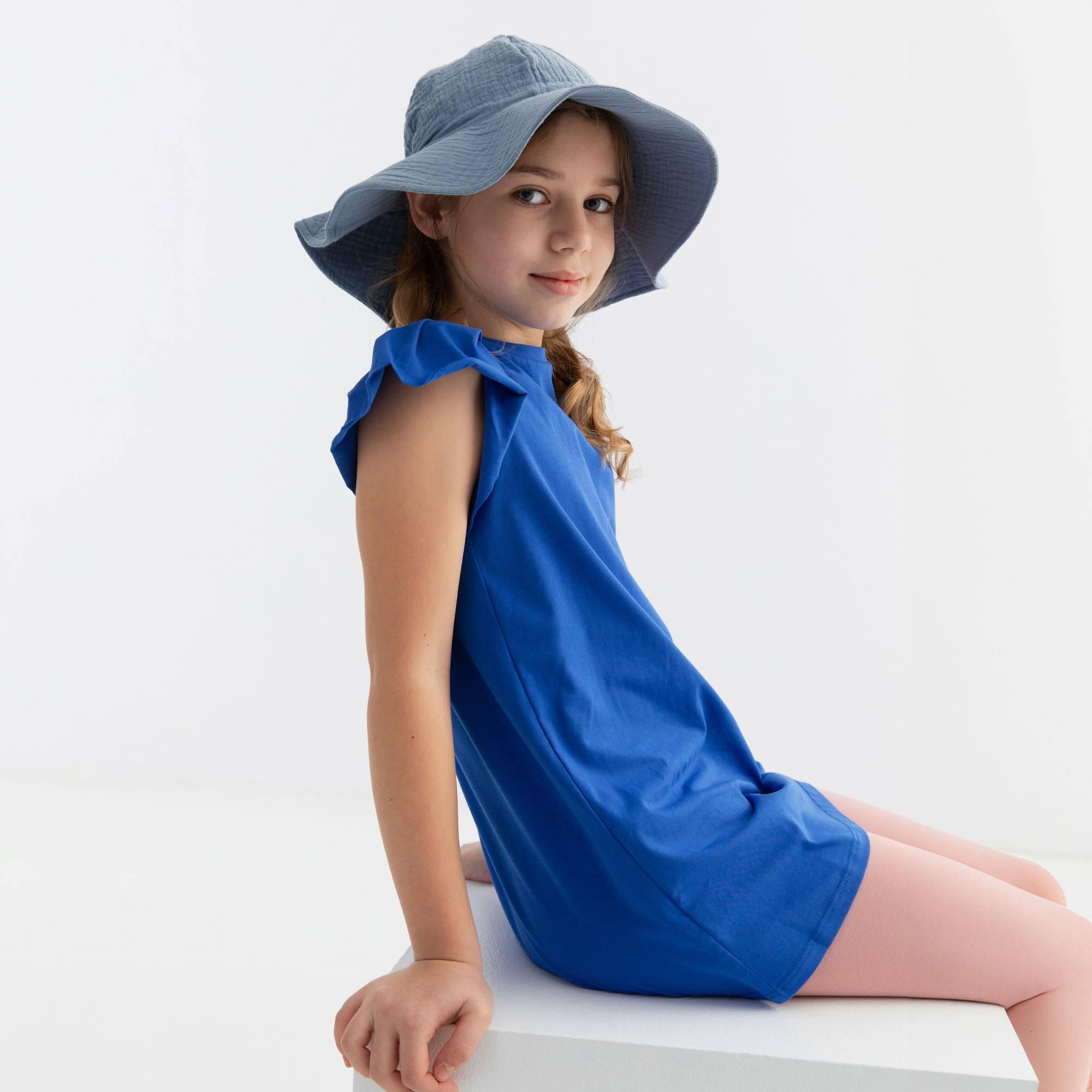 Sky blue muslin brimmed hat