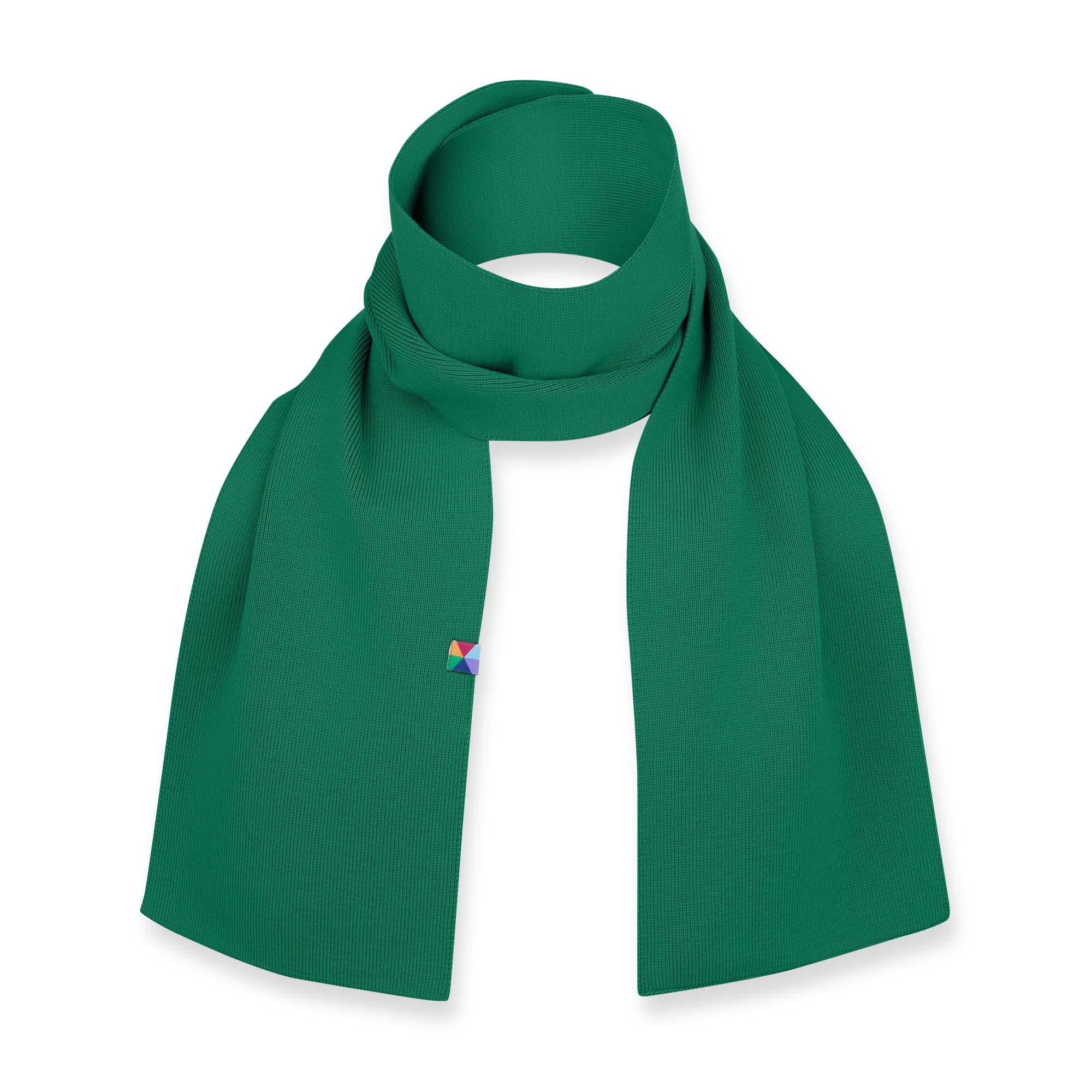 Green fine knit merino wool scarf kids