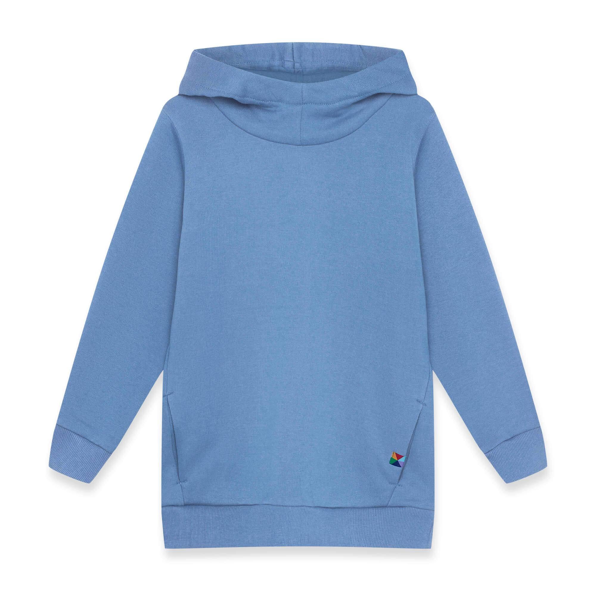 Sky blue fleece-lined pullover hoodie