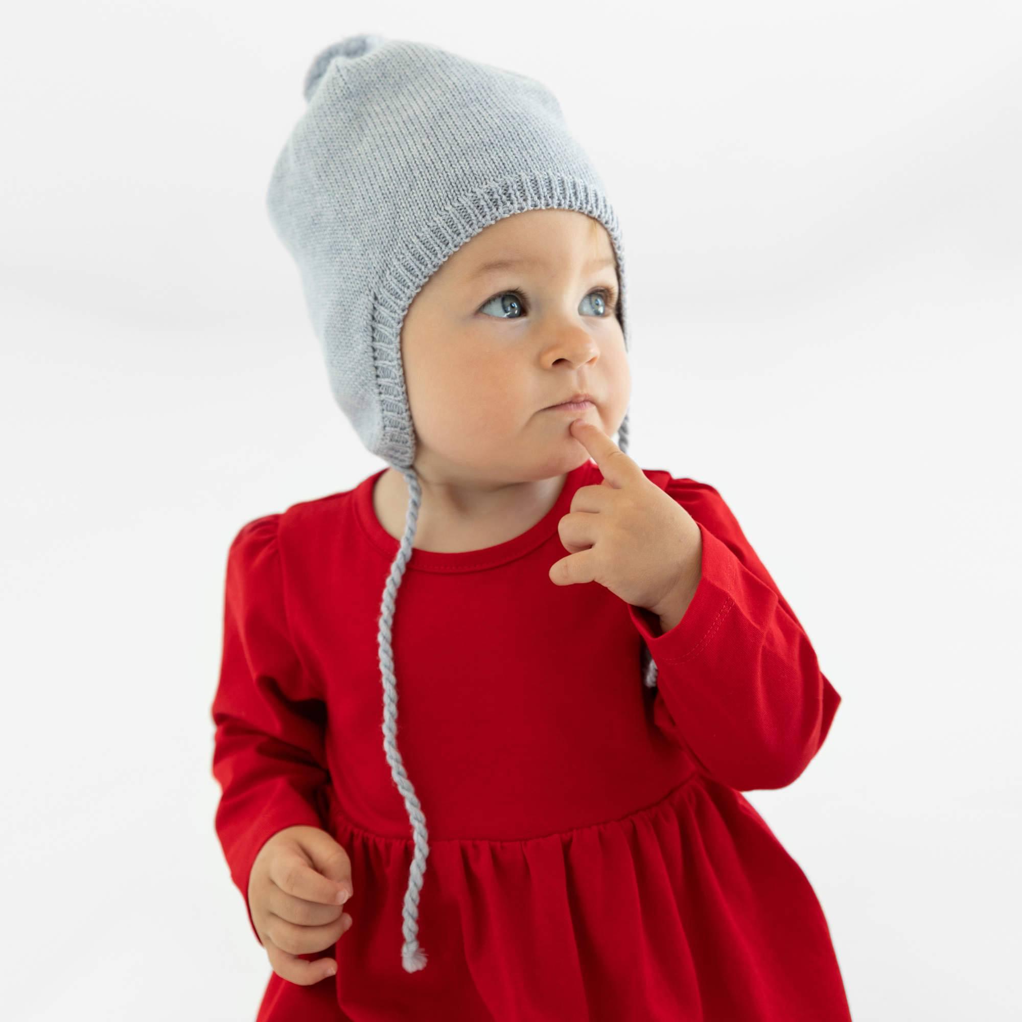 Grey melange merino wool hat Baby