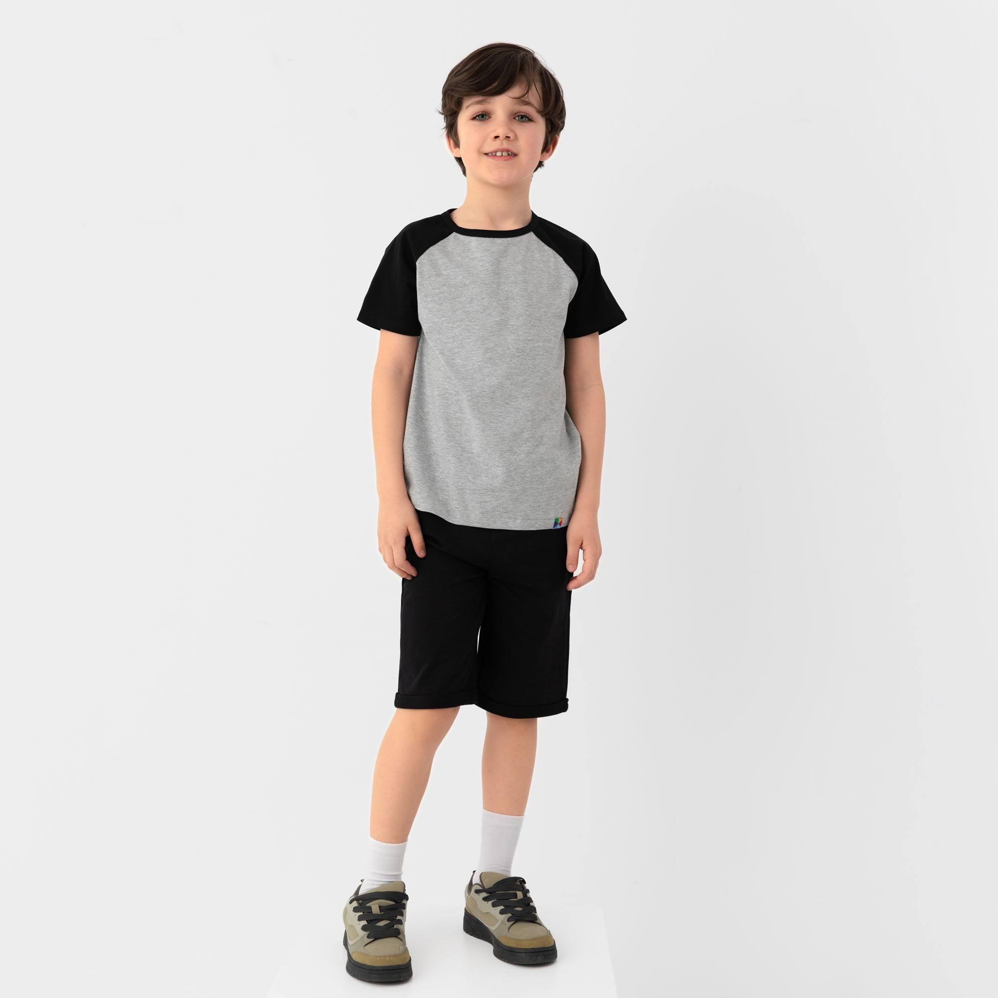 Grey - black short sleeve baseball shirt