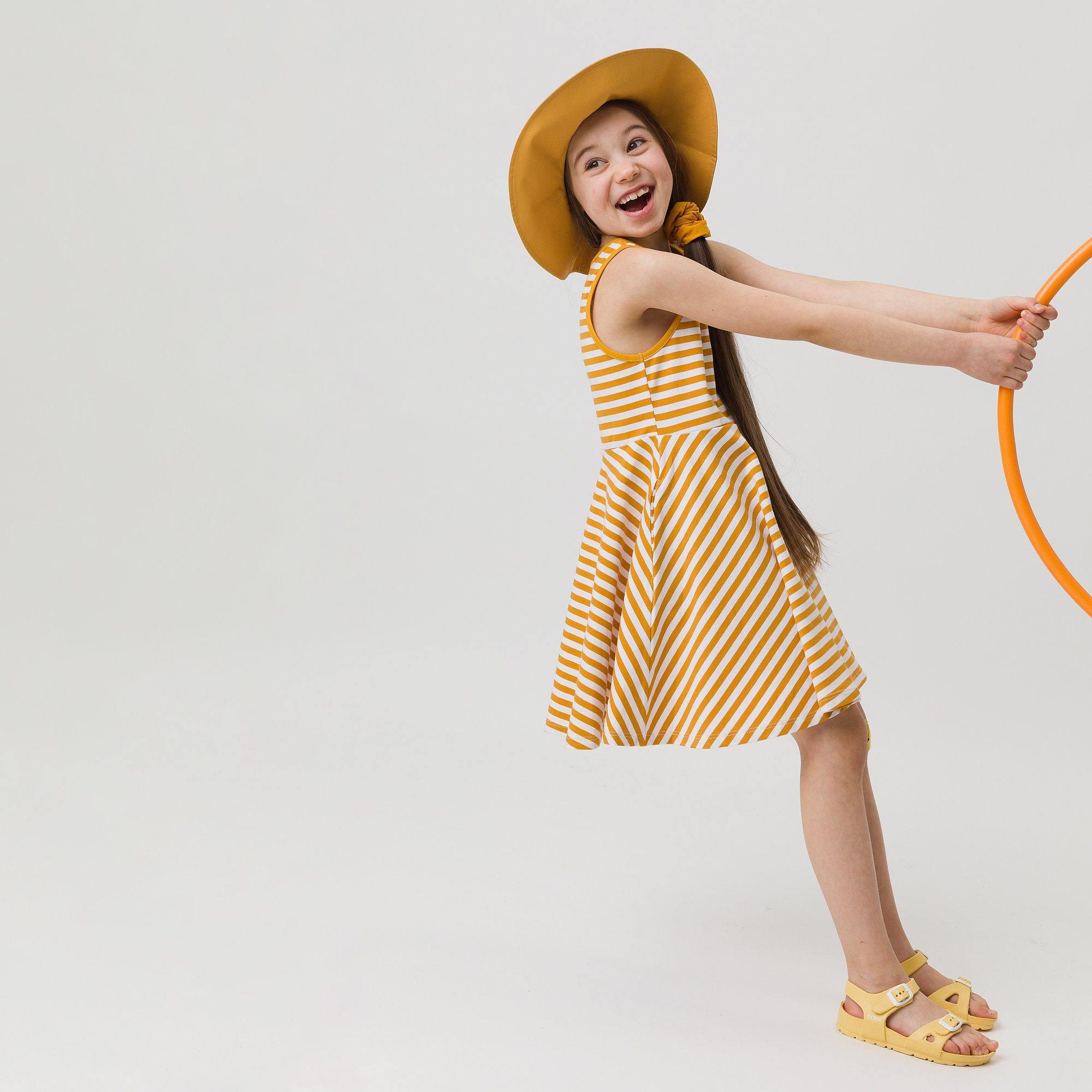 Mustard stripes striped sleeveless dress