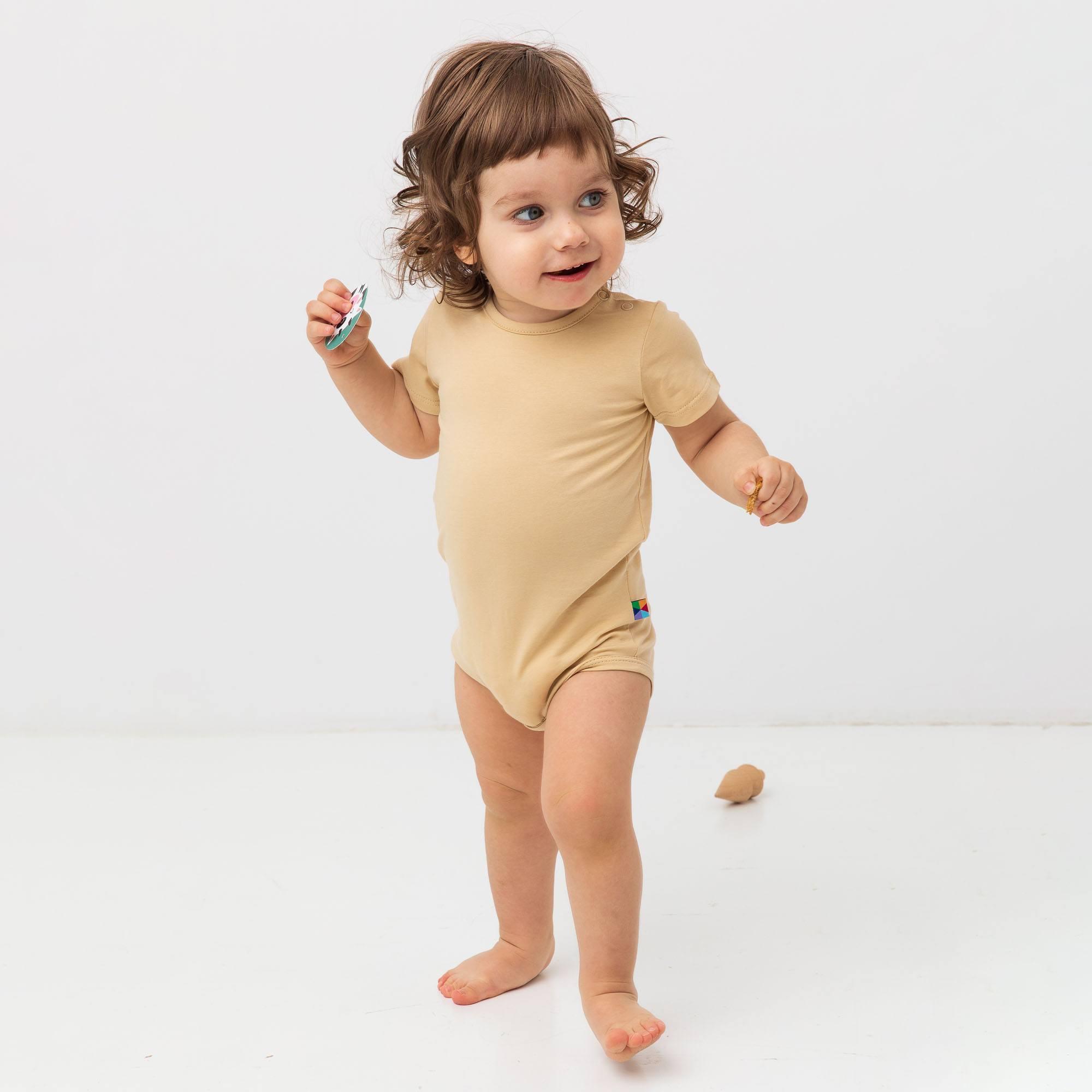 Beige short sleeve bodysuit