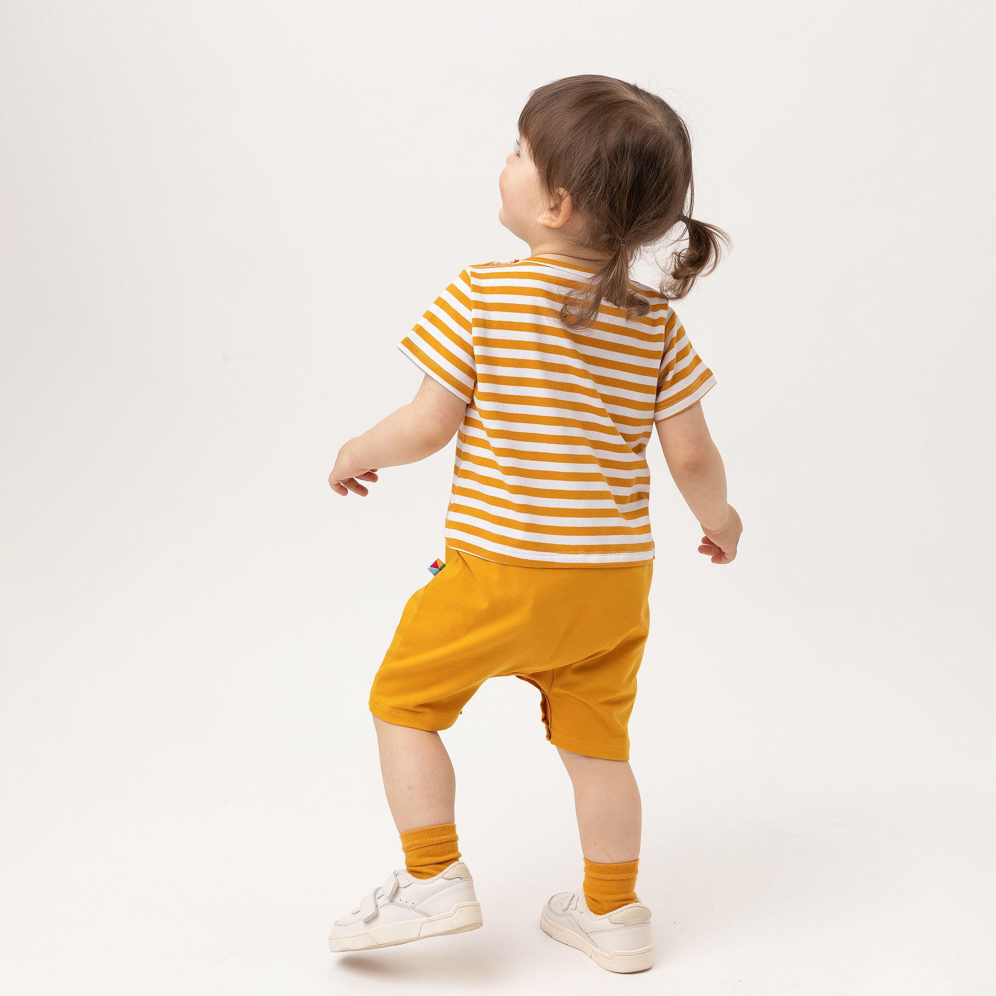 Mustard stripes striped short sleeve romper Baby