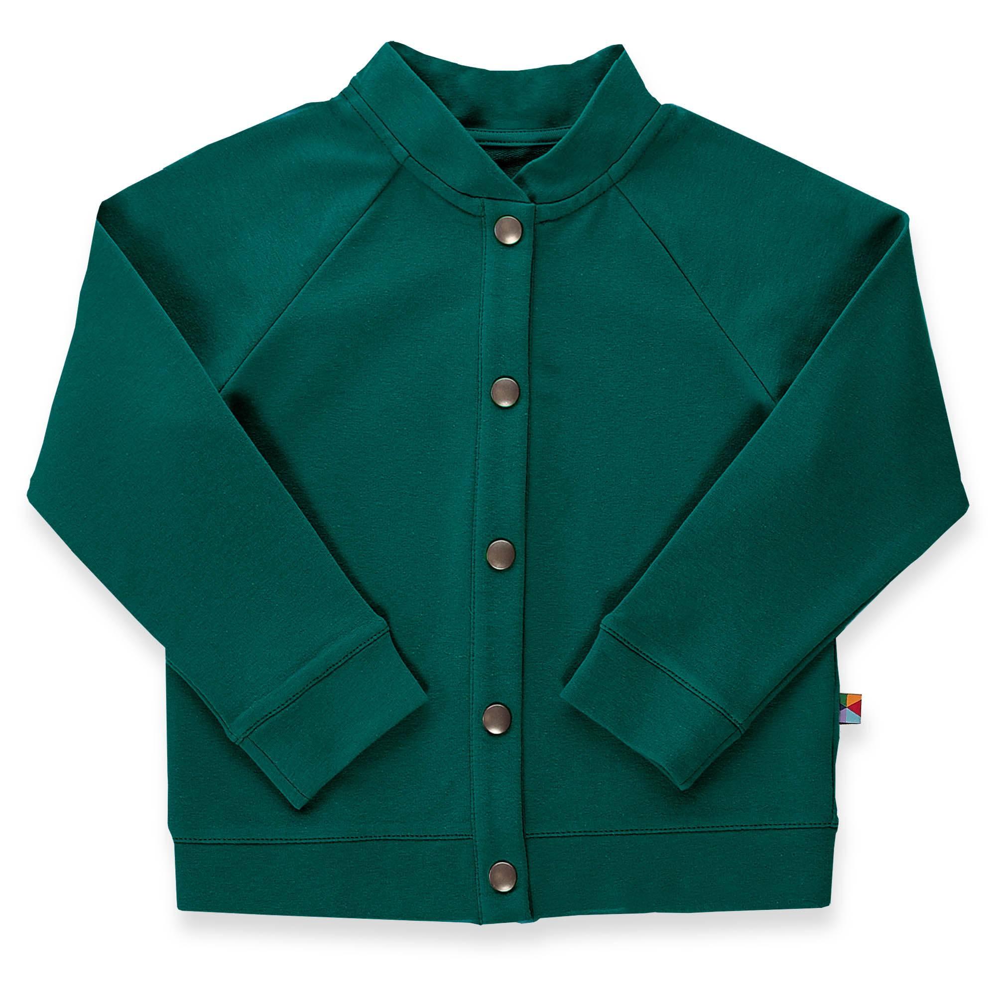 Bottle-green button-up bomber jacket