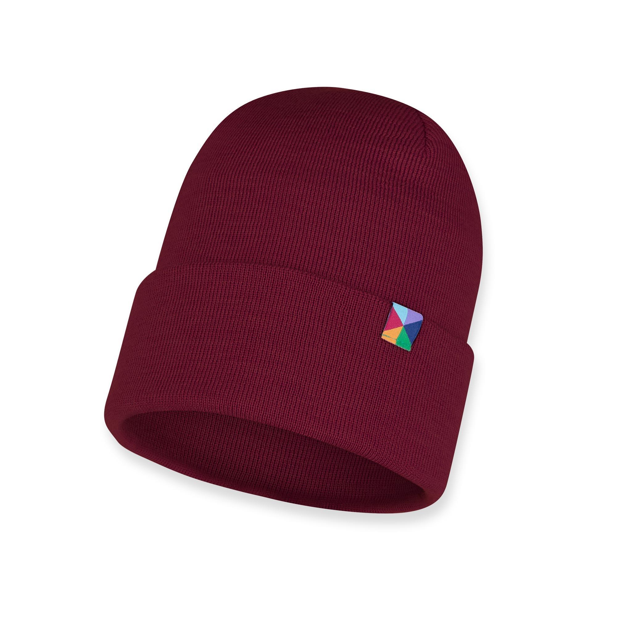 Burgundy fine knit merino wool cap kids