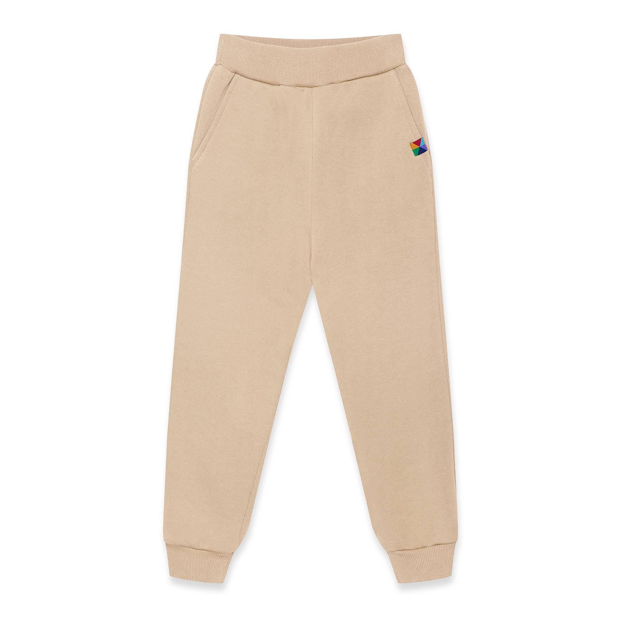 Beige fleece-lined joggers kids